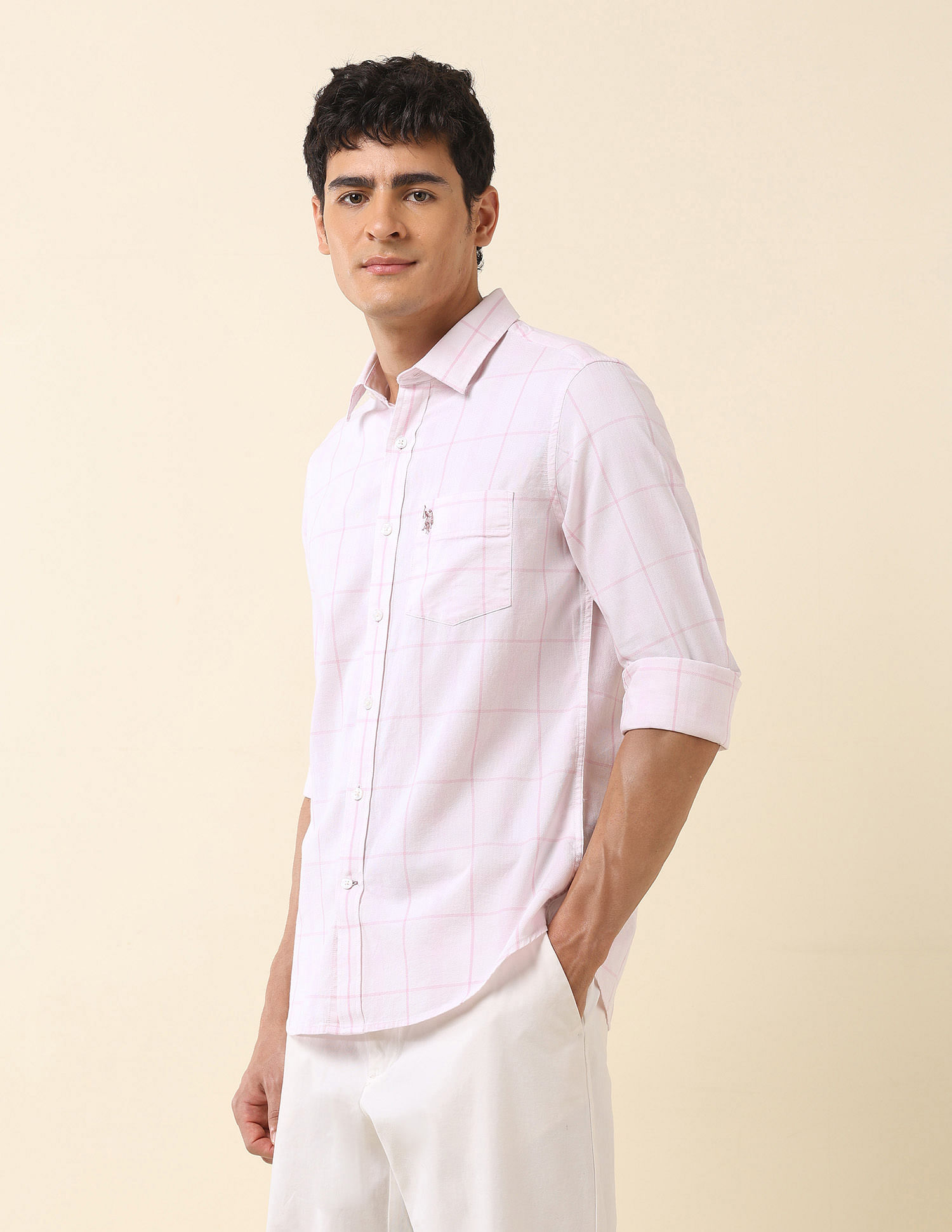 U.S. Polo Assn. Windowpane Checked Tailored Fit Shirt