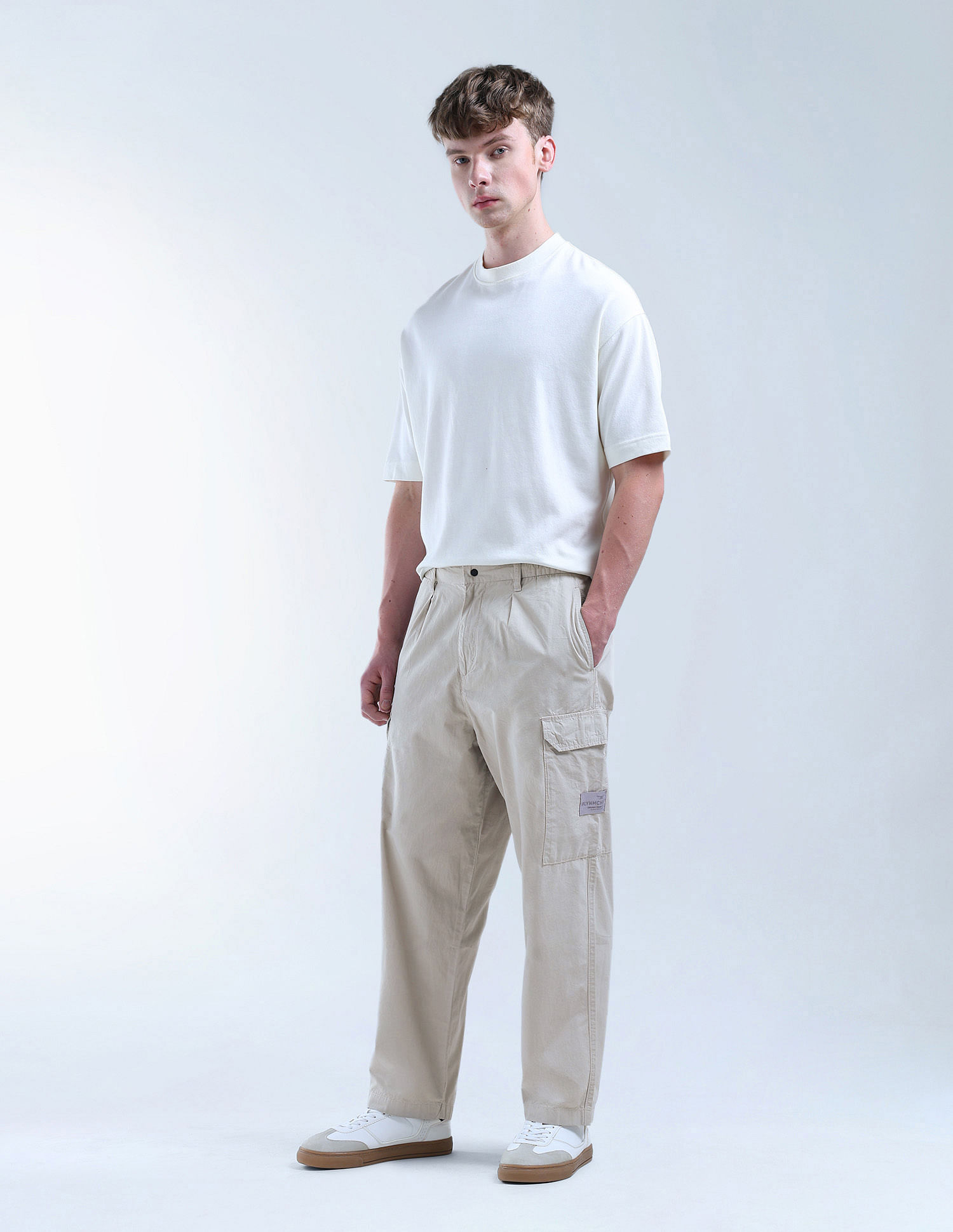 Flying Machine Cobain Loose Fit Pleated Front Cargos