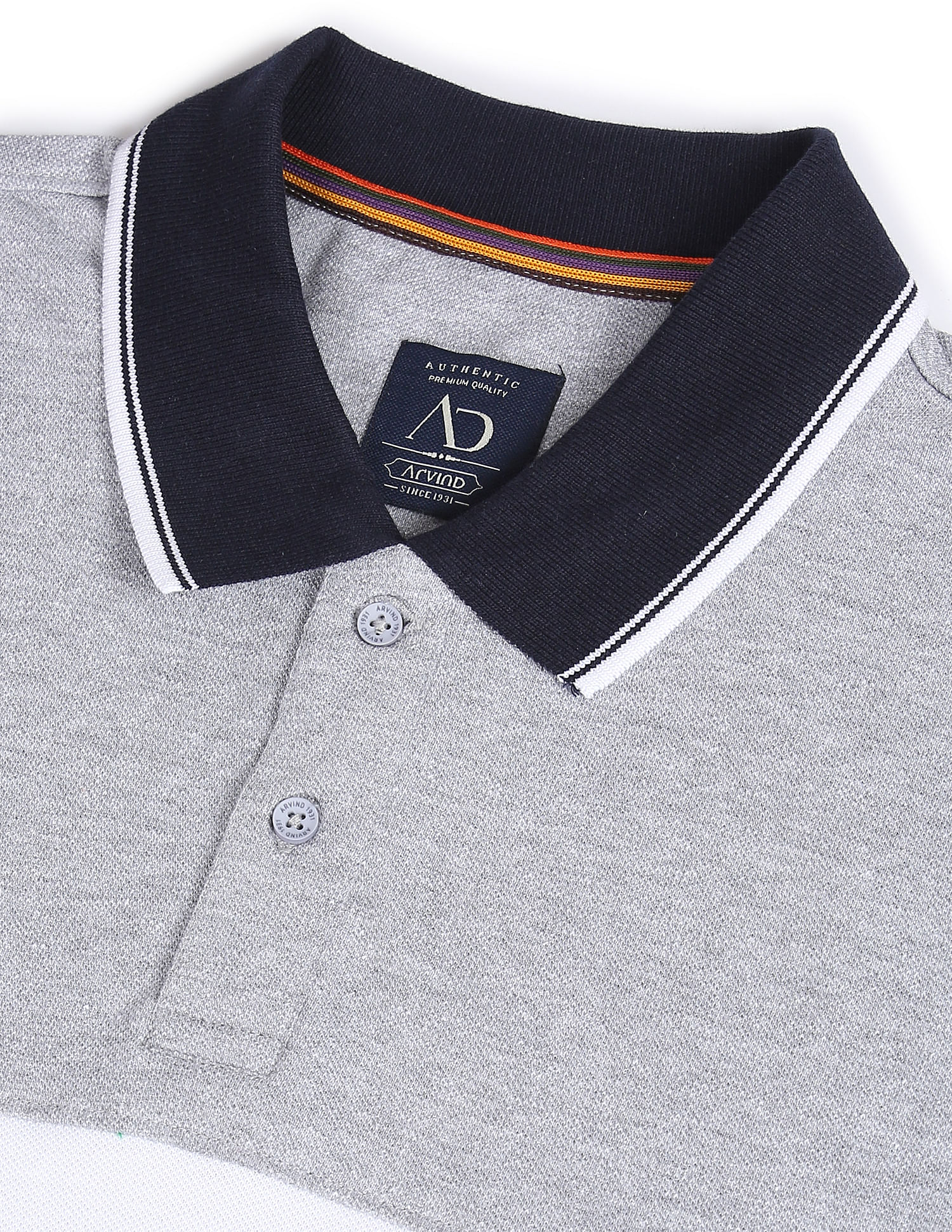 AD by Arvind Cotton Colour Block Polo Shirt