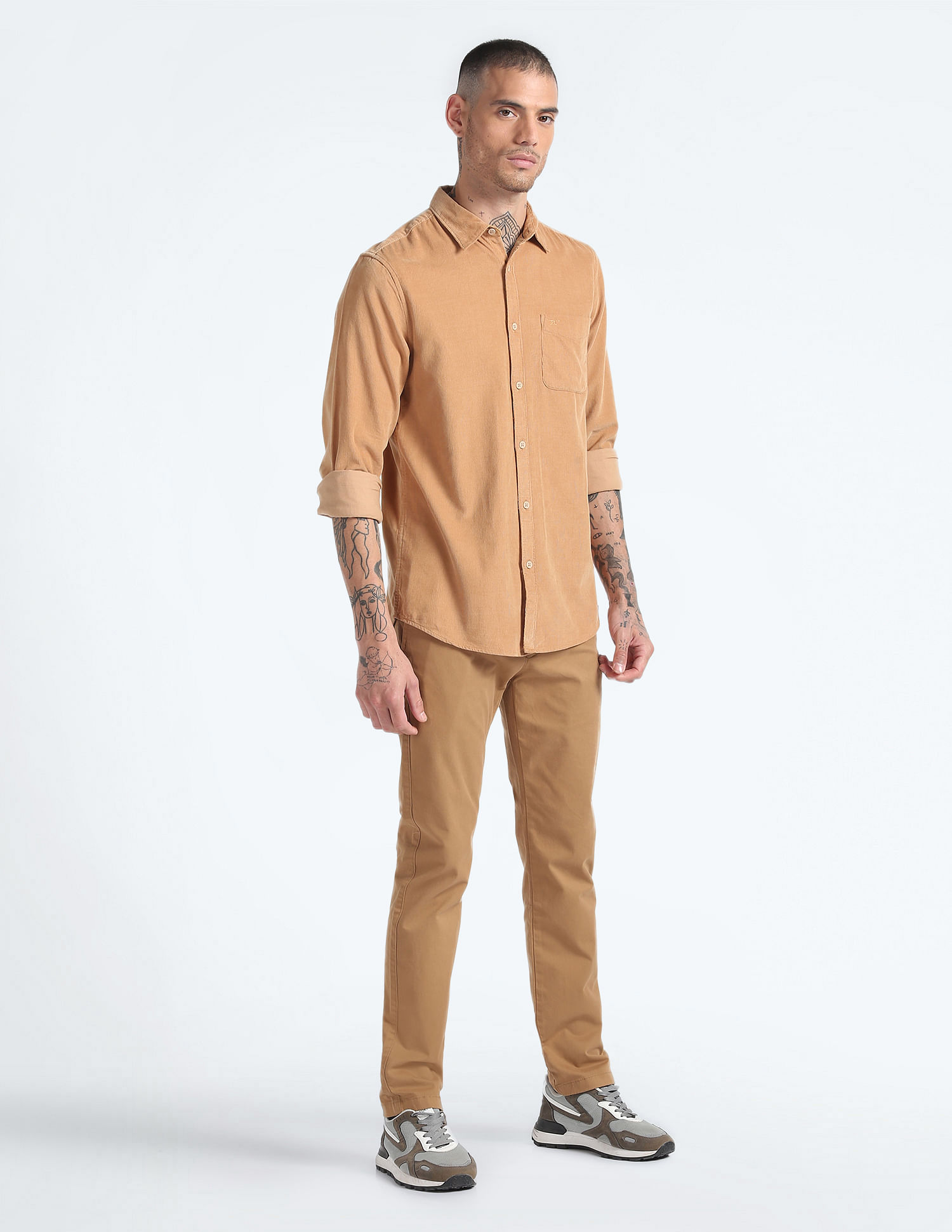 Flying Machine Michael Slim Tapered Fit Solid Trousers