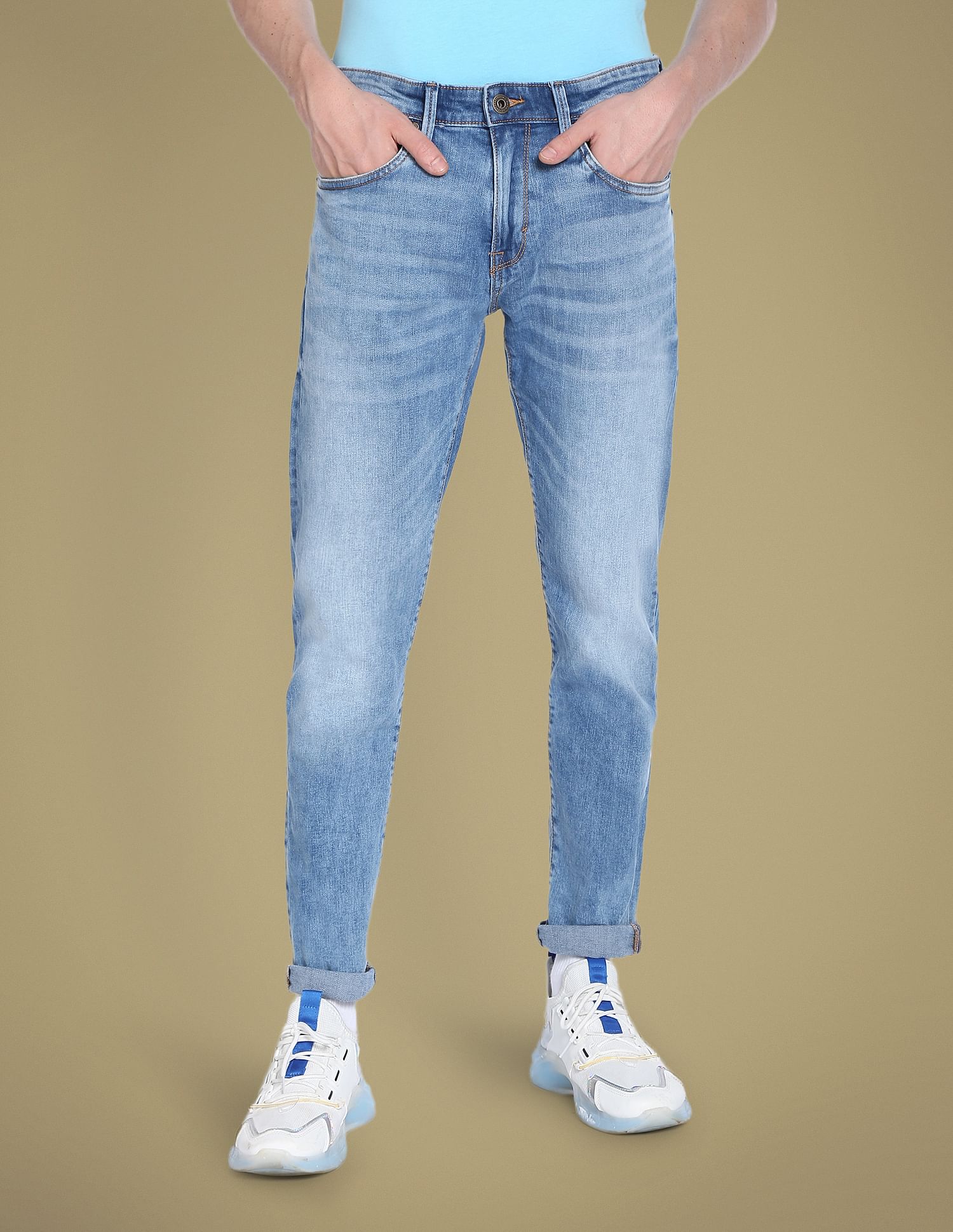 Flying Machine Slim Tapered Fit Stone Wash Authentic Signature Jeans