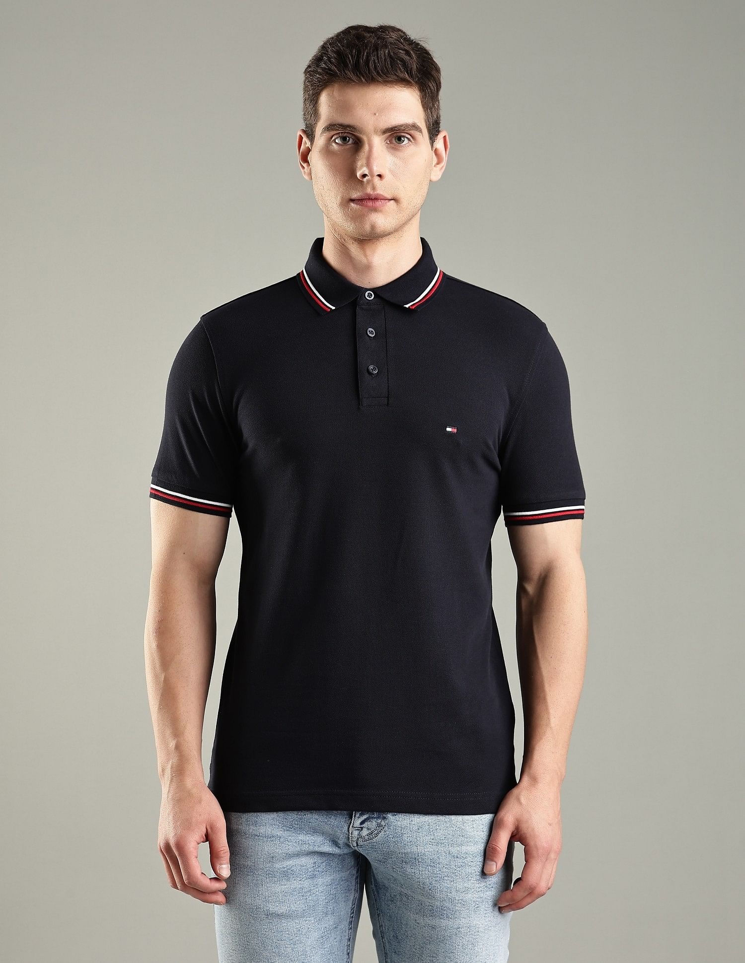 Tommy Hilfiger Solid Slim-Fit Cotton Polo T-Shirt