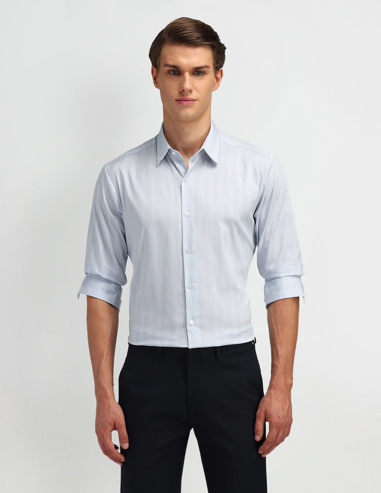 Arrow Newyork Pinstriped Slim Fit Shirt