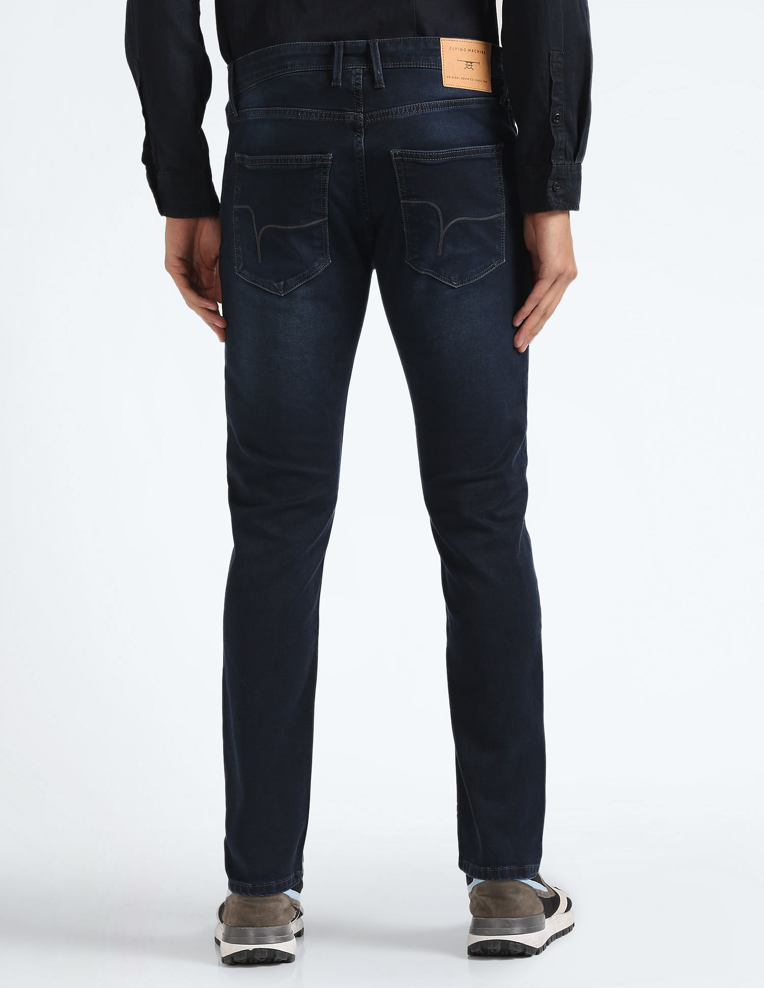 Flying Machine Mid Rise Slash Slim Tapered Jeans