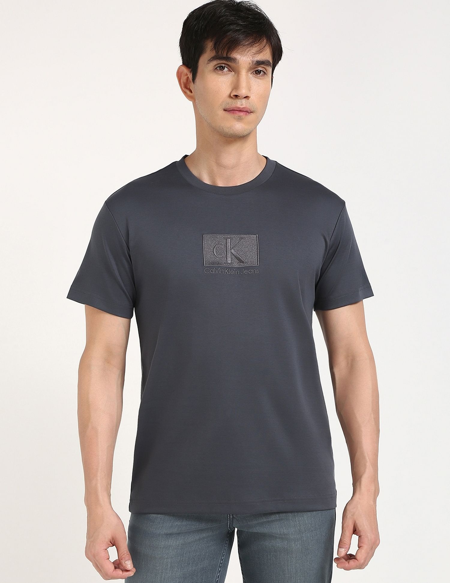 Calvin Klein Jeans Embroidered Logo Regular-Fit Cotton T Shirt