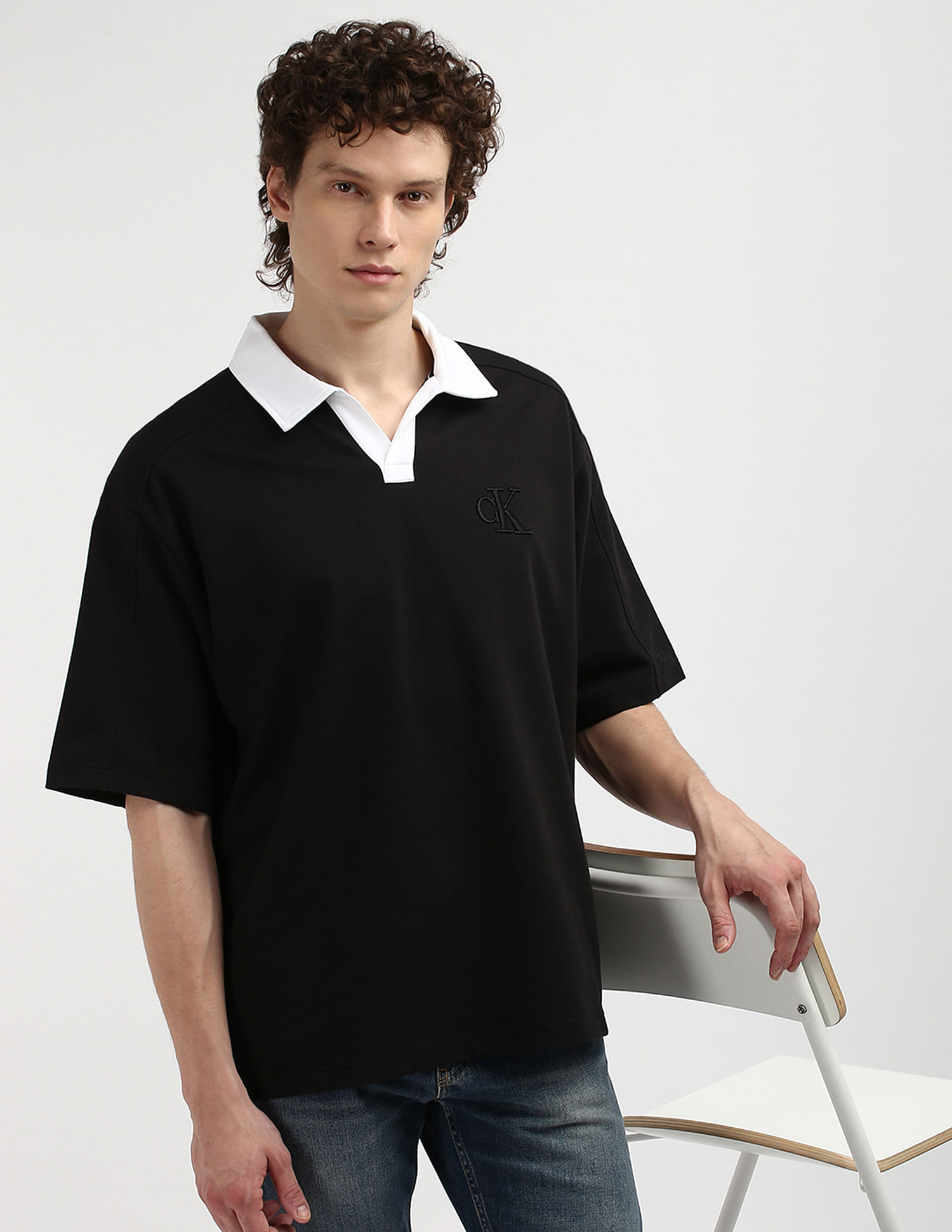 Calvin Klein Open Collar Polo Sweatshirt