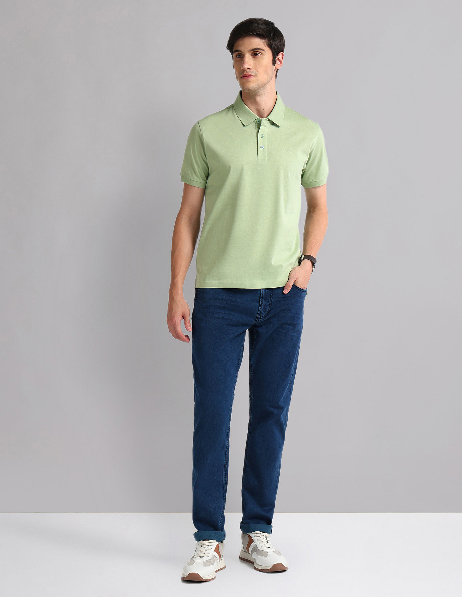 AD by Arvind Slim Fit Mercerised Polo Shirt