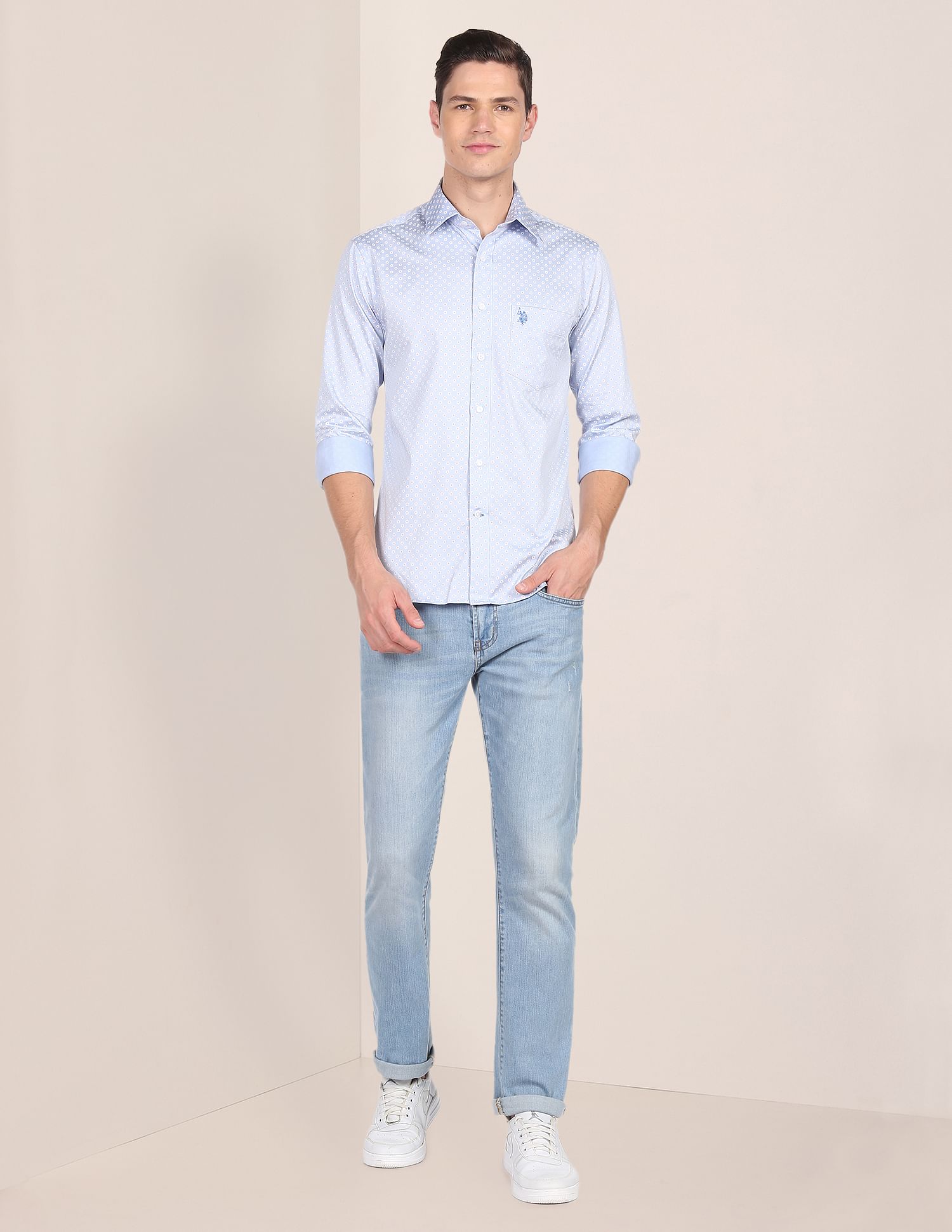 U.S. Polo Assn. Spread Collar All Over Print Casual Shirt