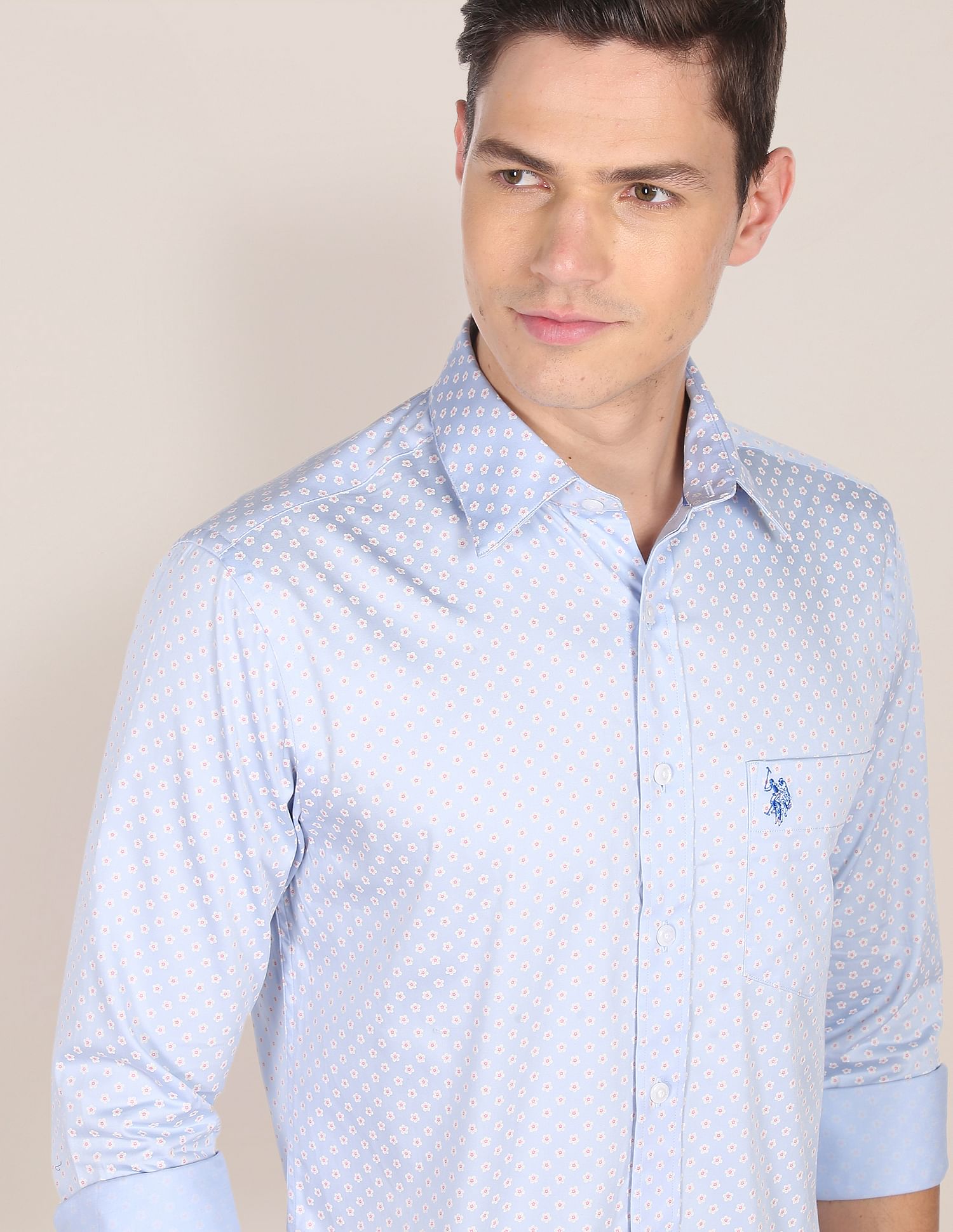 U.S. Polo Assn. Spread Collar All Over Print Casual Shirt