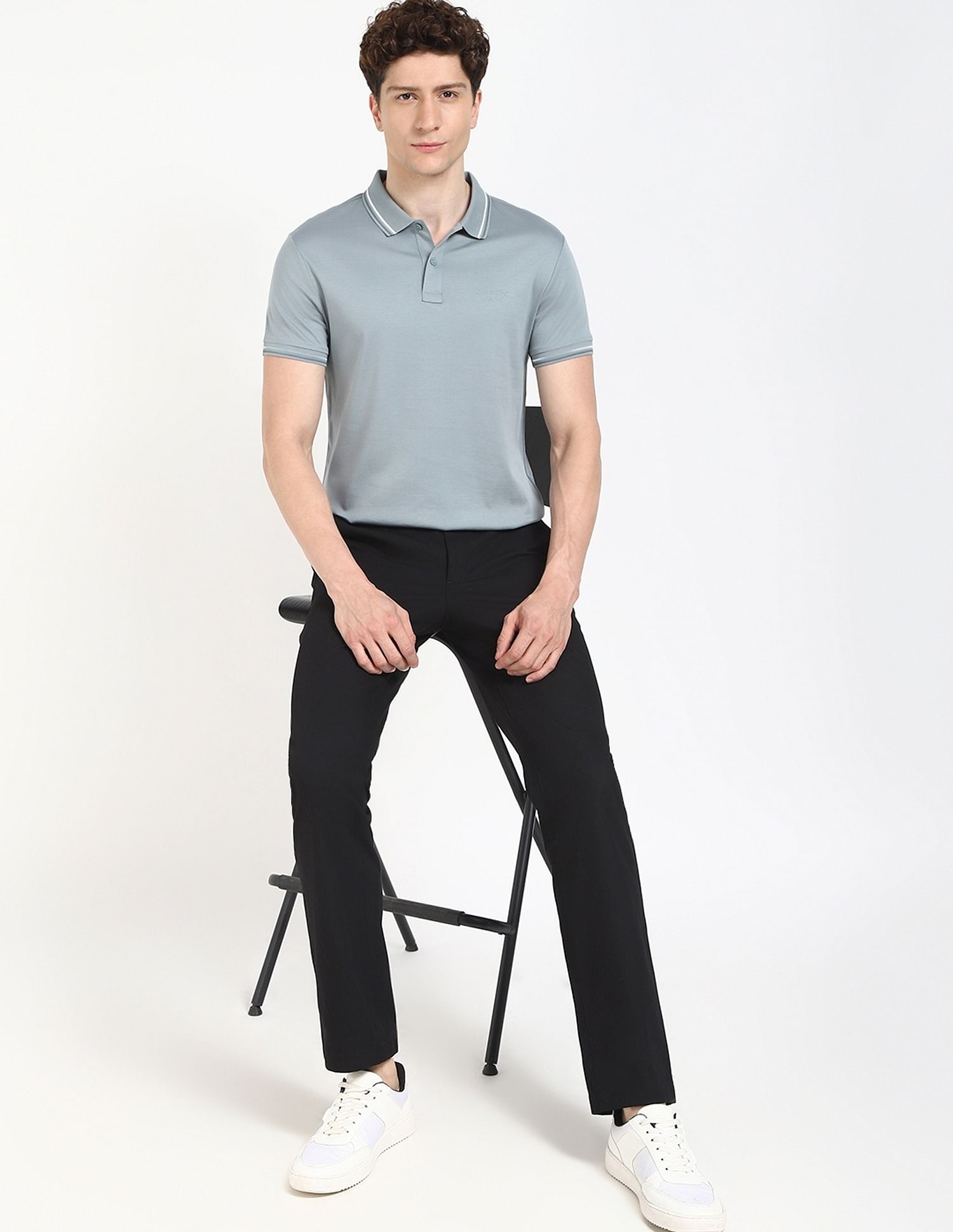 Calvin Klein Jeans Solid Regular-Fit Cotton Polo T-Shirt