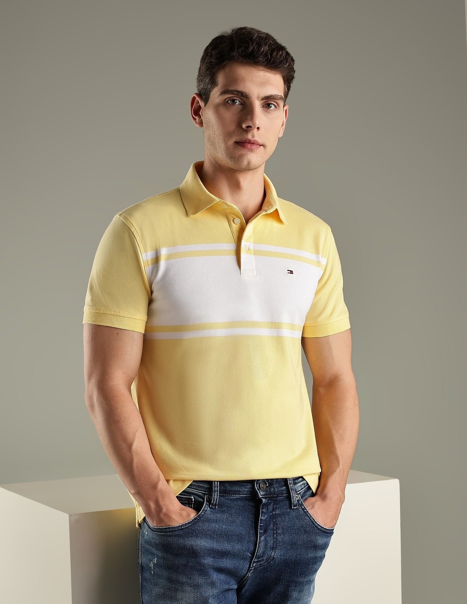 Tommy Hilfiger Striped Slim-Fit Cotton Polo T-Shirt