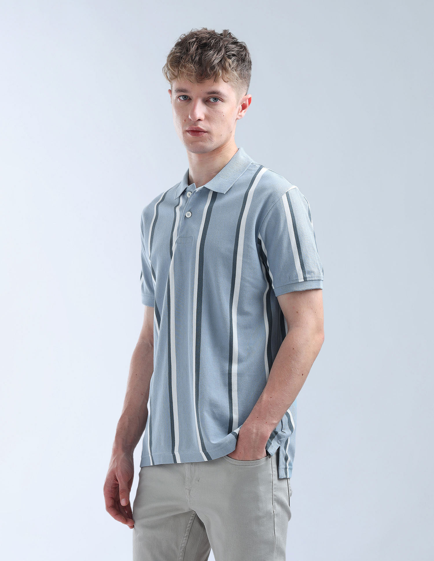 Flying Machine Vertical Striped Digitopia Polo Shirt