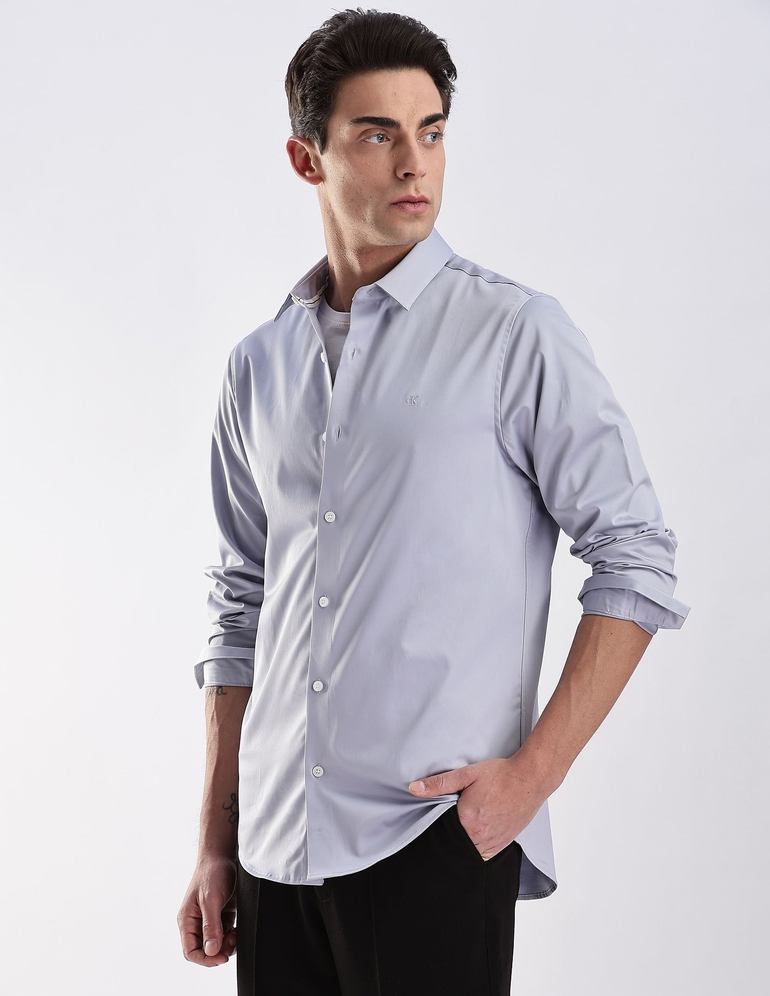 Calvin Klein Jeans Solid Slim Fit Satin Woven Shirt