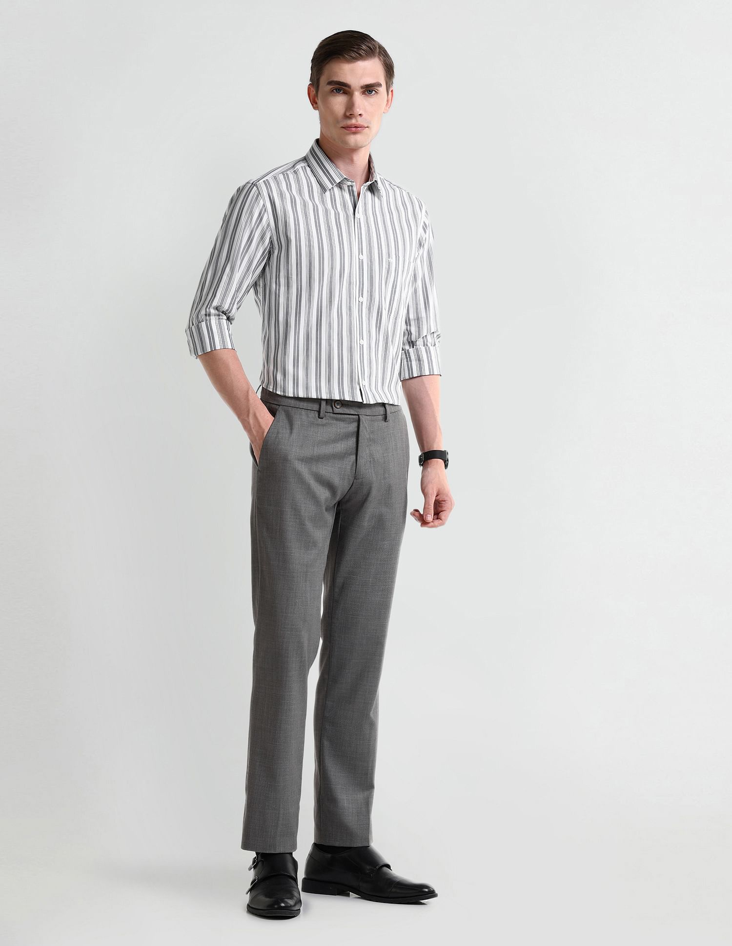 Arrow Vertical Striped Cotton Shirt