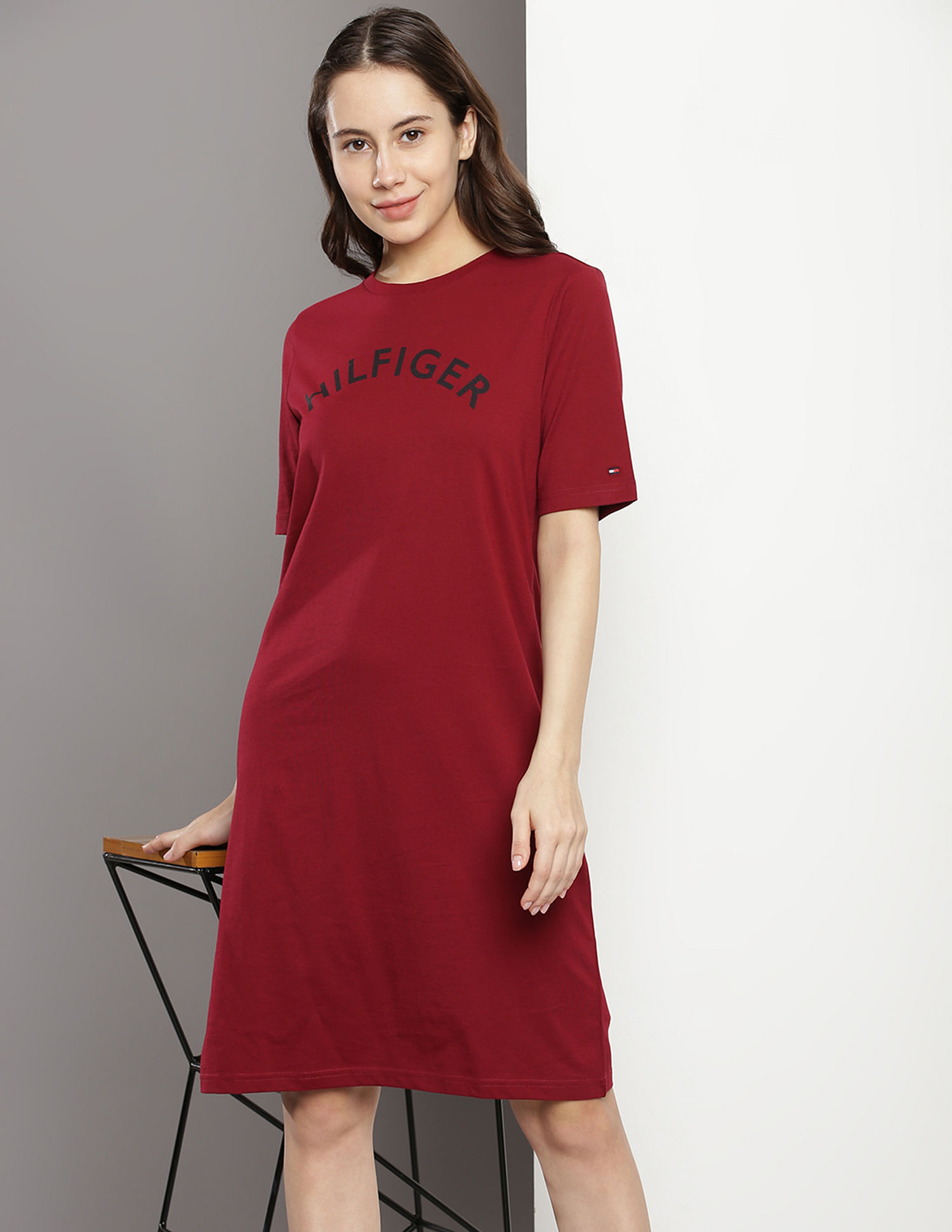 Tommy Hilfiger Crew Neck Brand Print T-Shirt Dress