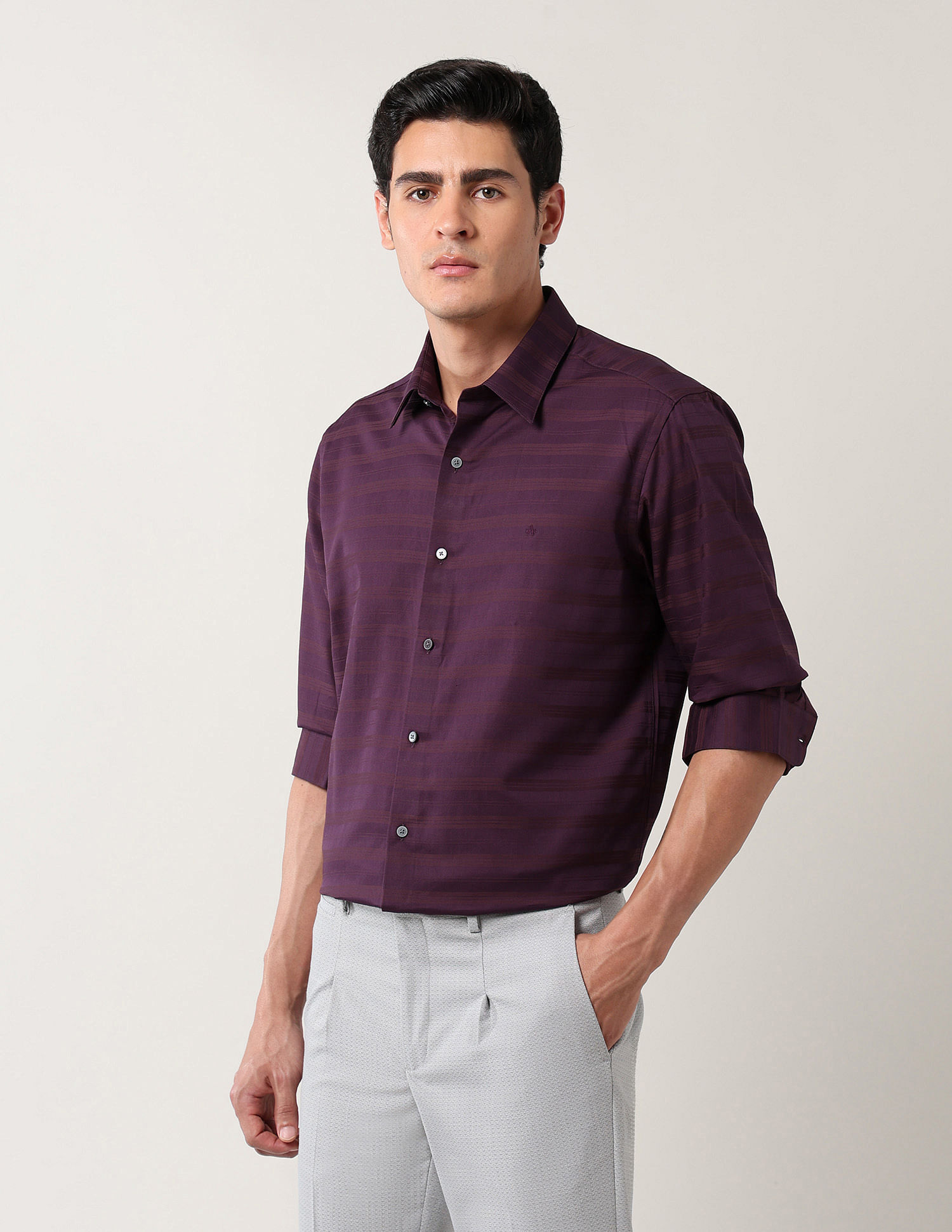 Arrow Newyork Horizontal Striped Manhattan Slim Fit Shirt
