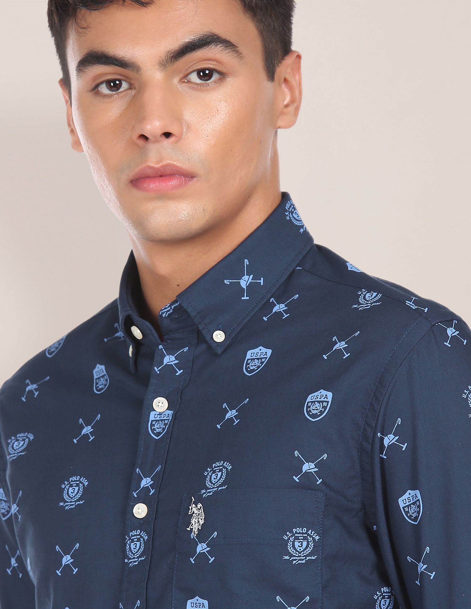 U.S. Polo Assn. Back Pleat Printed Casual Shirt