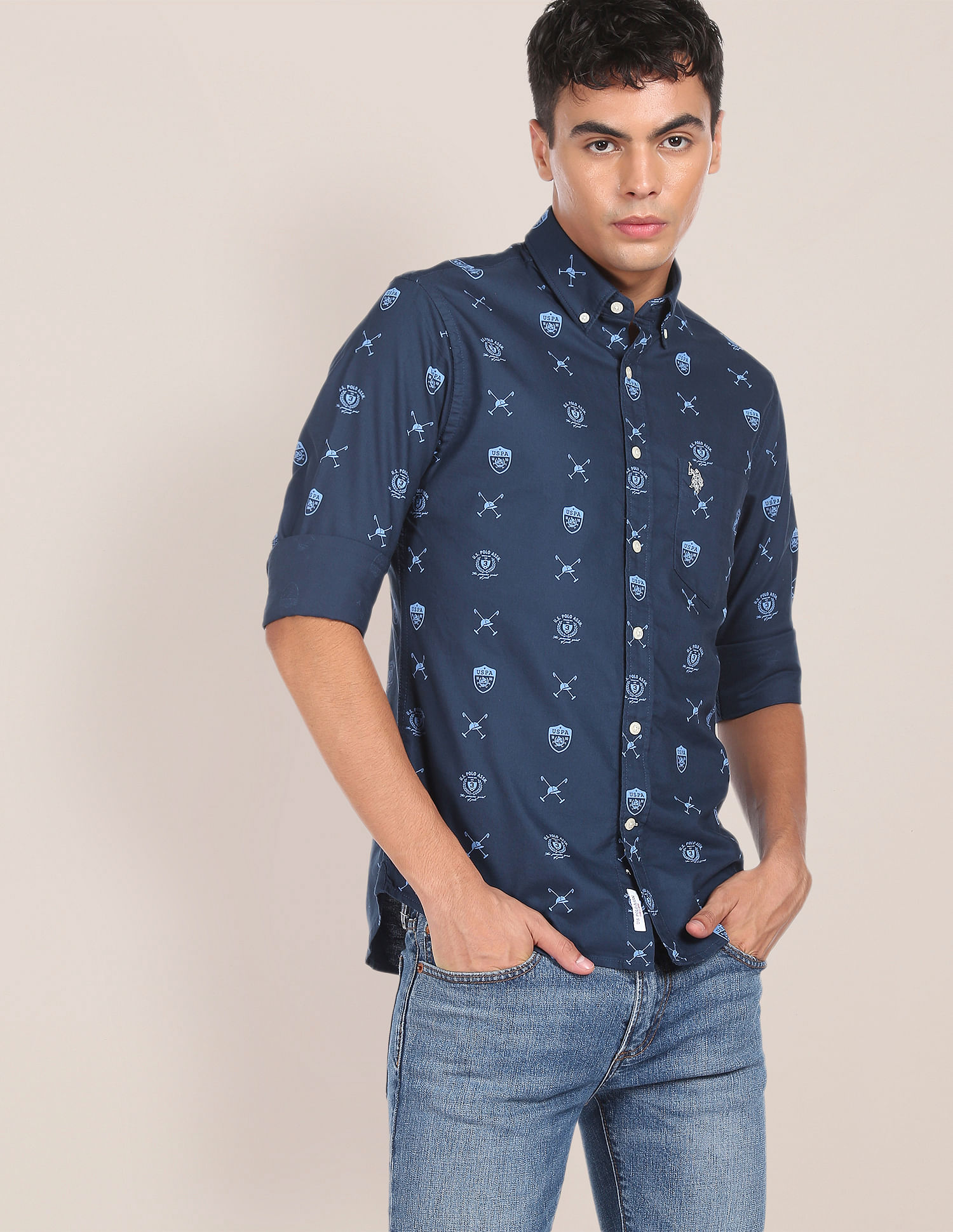 U.S. Polo Assn. Back Pleat Printed Casual Shirt
