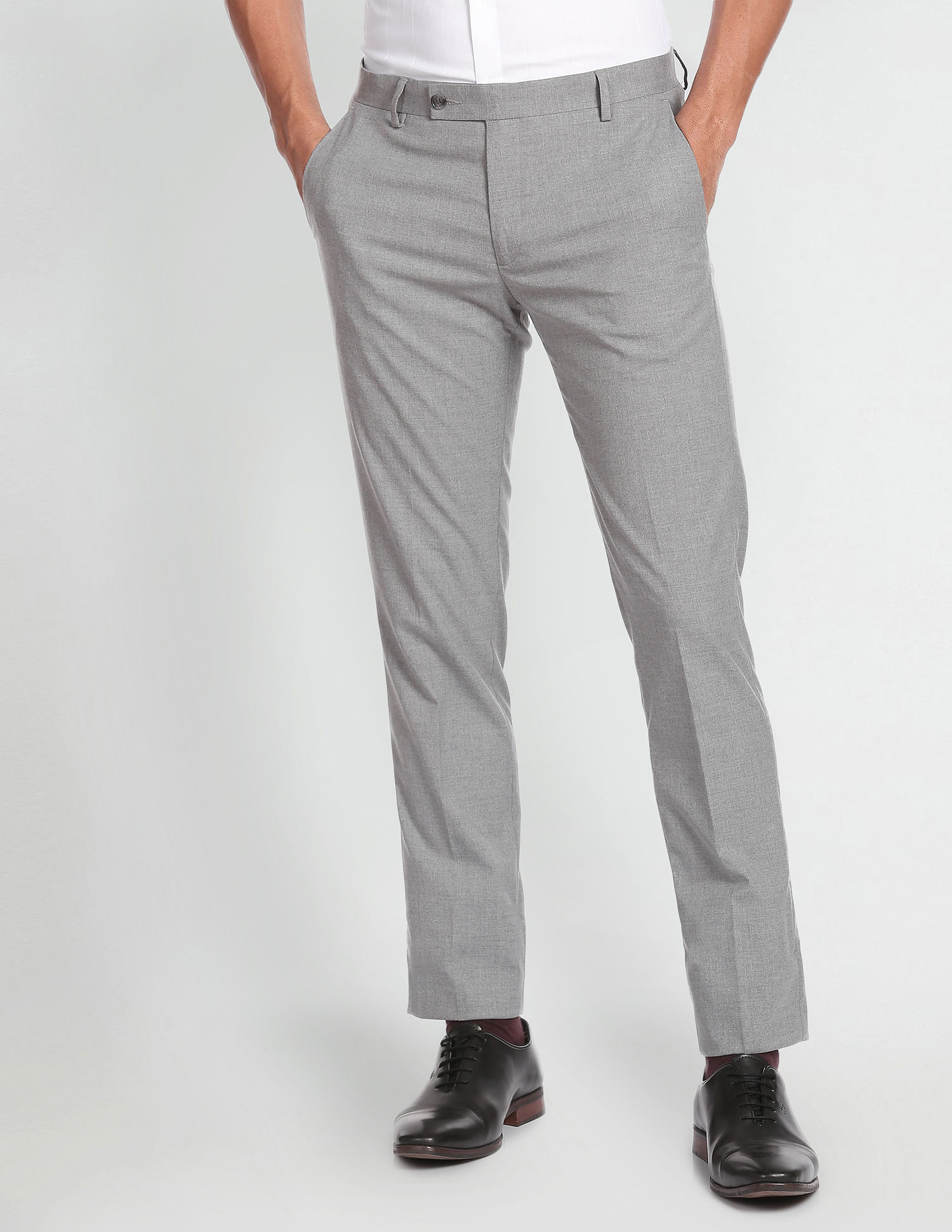 Buy Arrow Mid Rise Twill Formal Trousers - NNNOW.com
