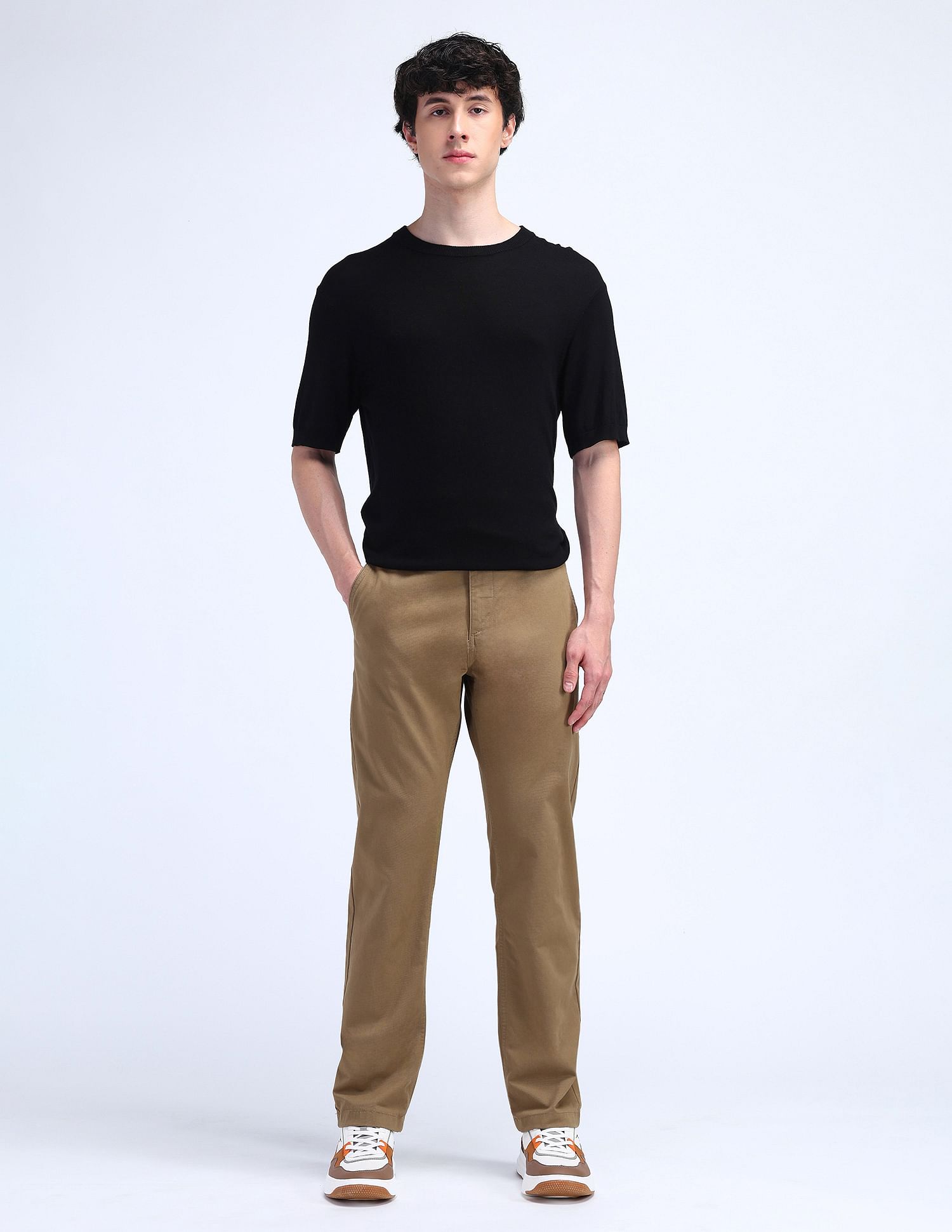 Flying Machine Straight Fit Solid Trousers