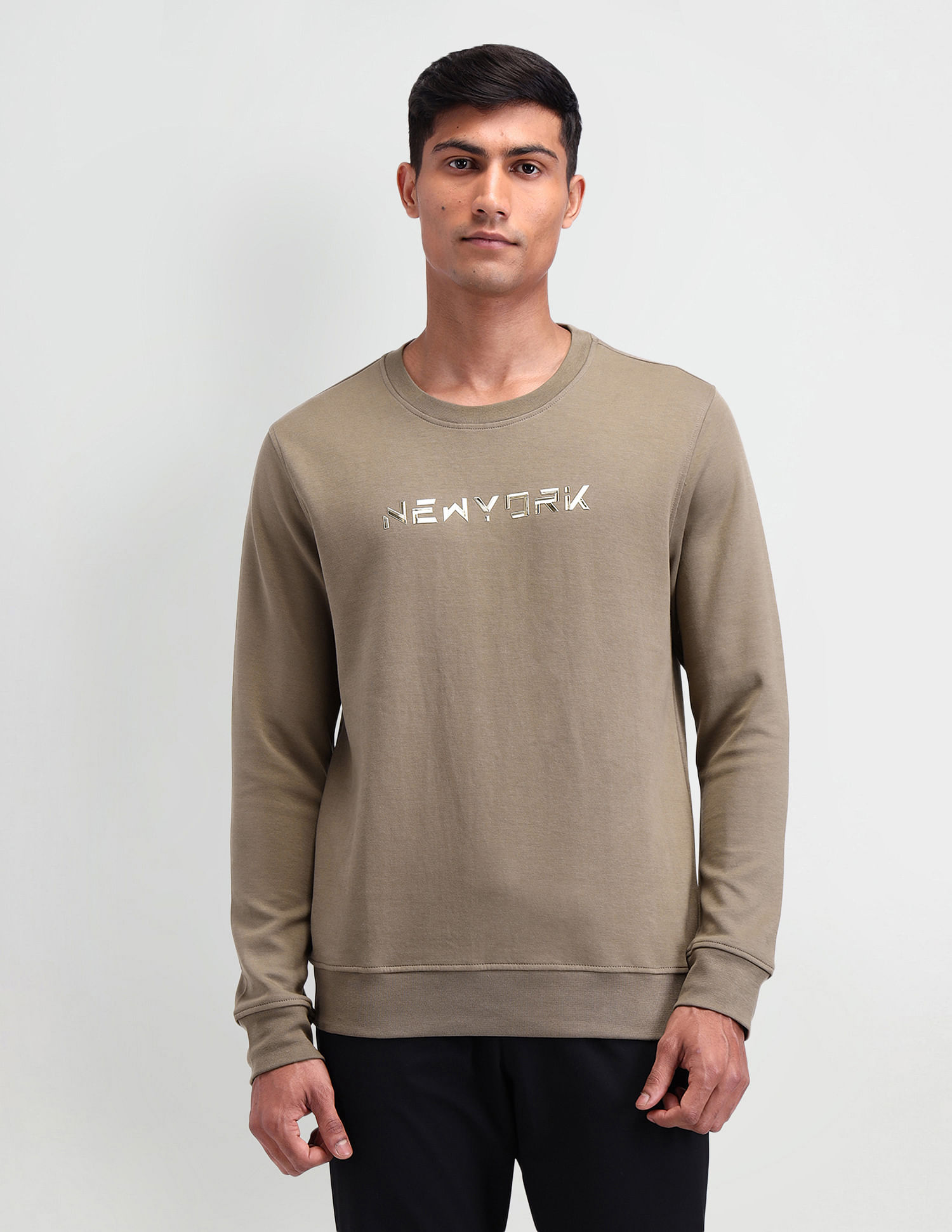Arrow Newyork Crew Neck Typographic Sweatshirt