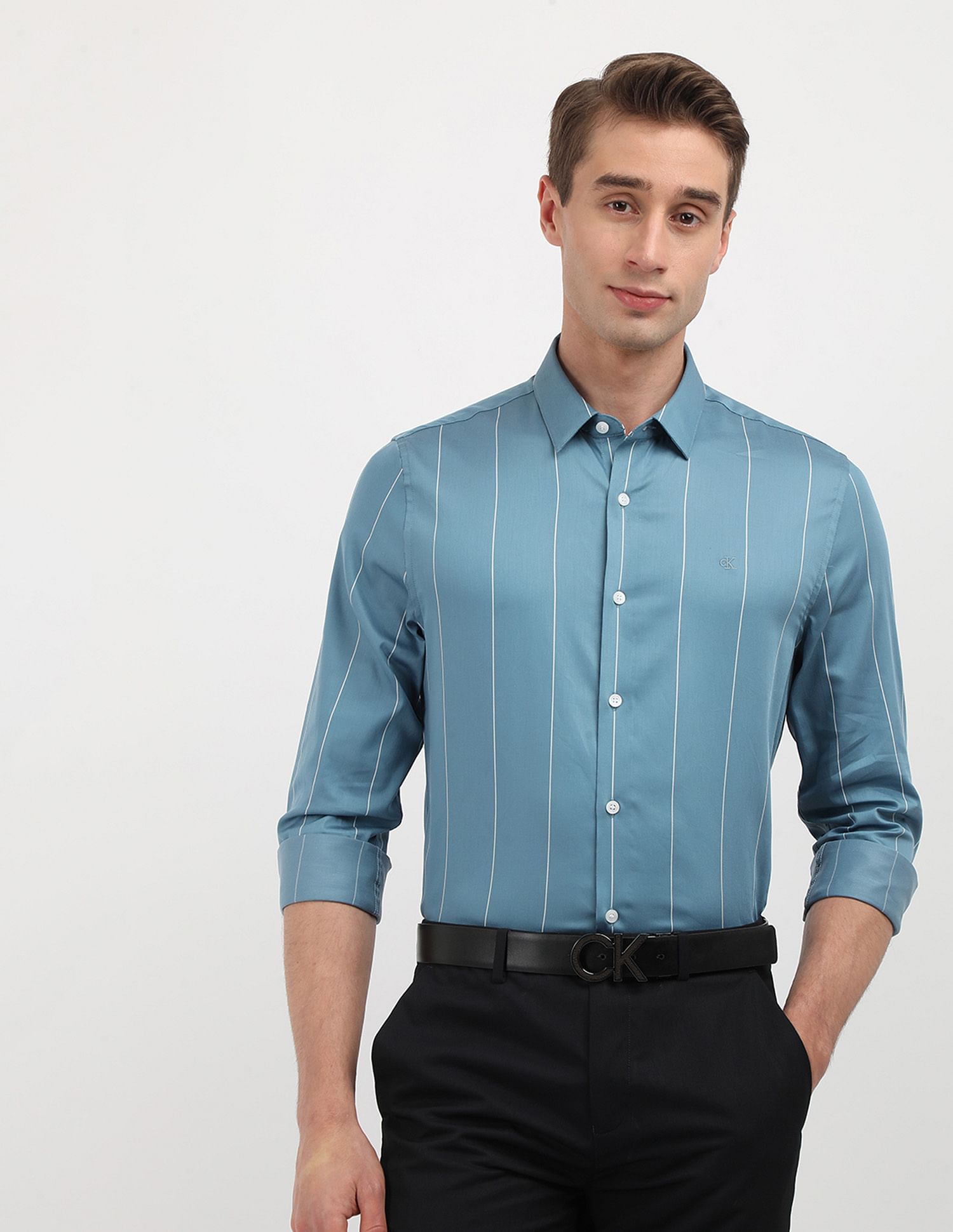 Calvin Klein Jeans Satin Vertical Striped Shirt