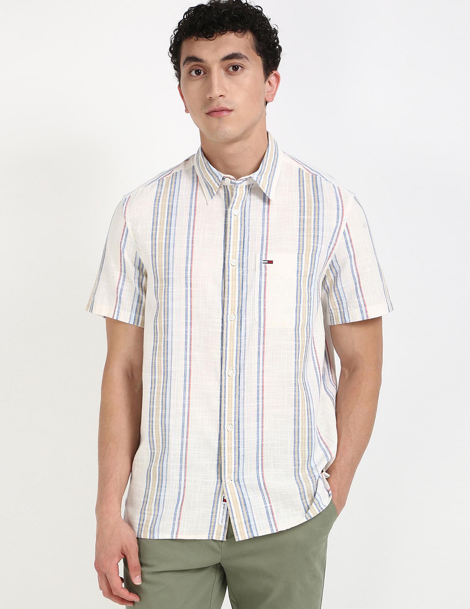 Tommy Hilfiger Kids Crisp White Vertical-Striped Shirt