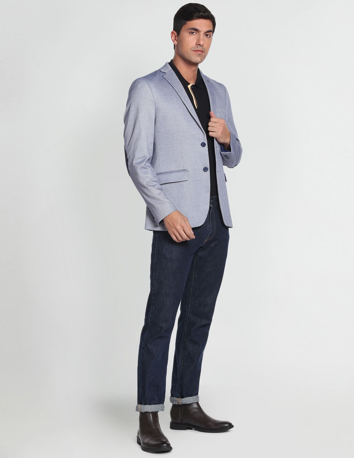 Blue blazer with elbow cheap patches