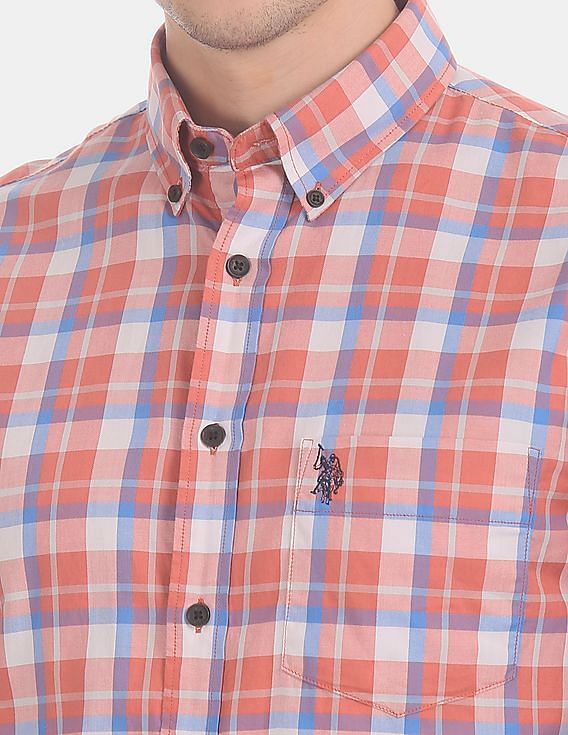 U.S. Polo Assn. Button Down Collar Long Sleeve Check Casual Shirt