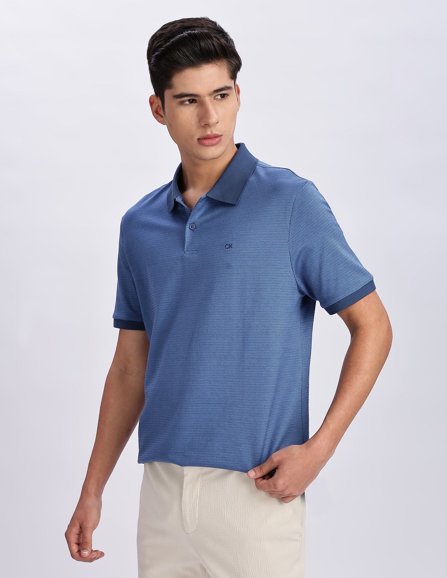 Calvin Klein Jeans Regular-Fit Geometric Cotton Polo Shirt