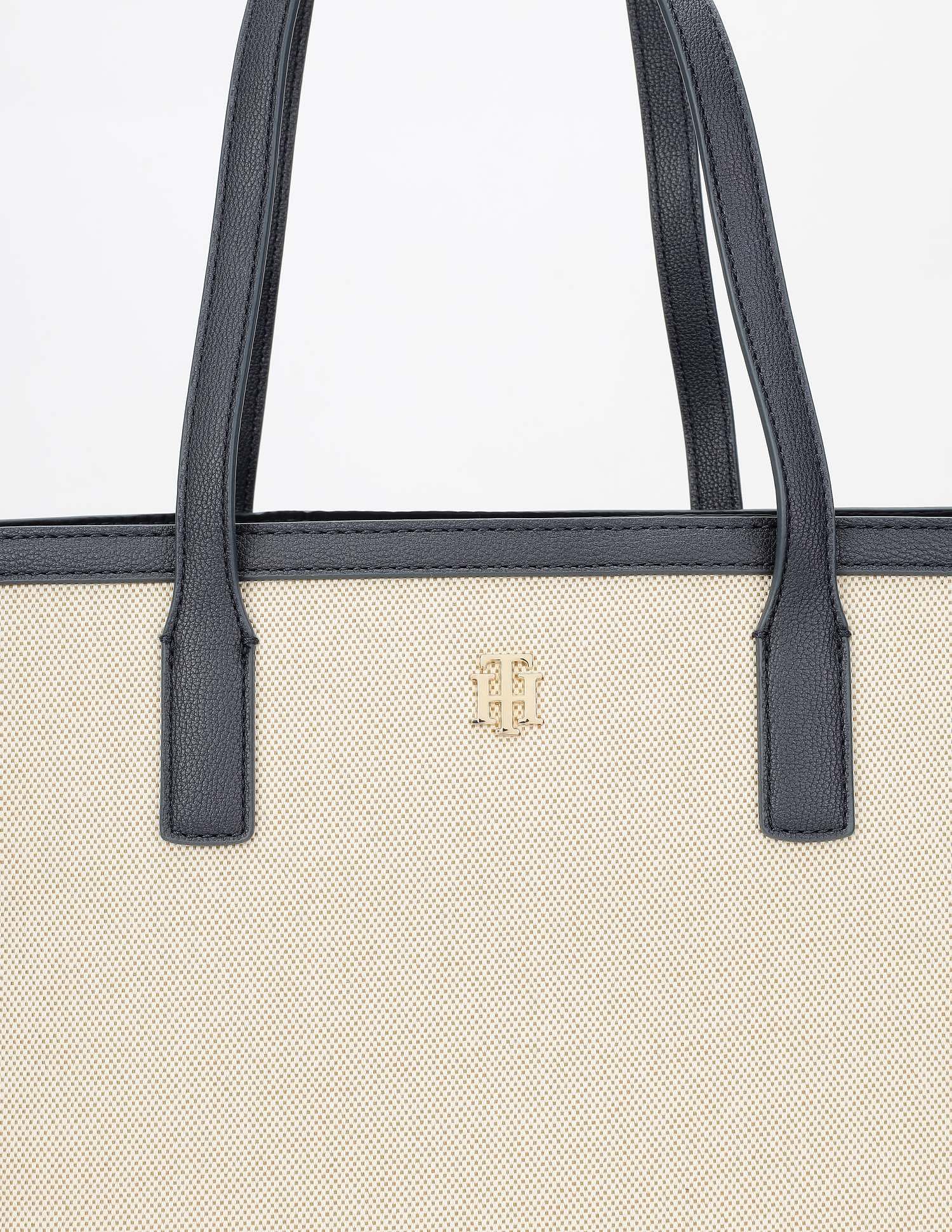 Tommy Hilfiger Self-Design Blue Polyester Tote Bag