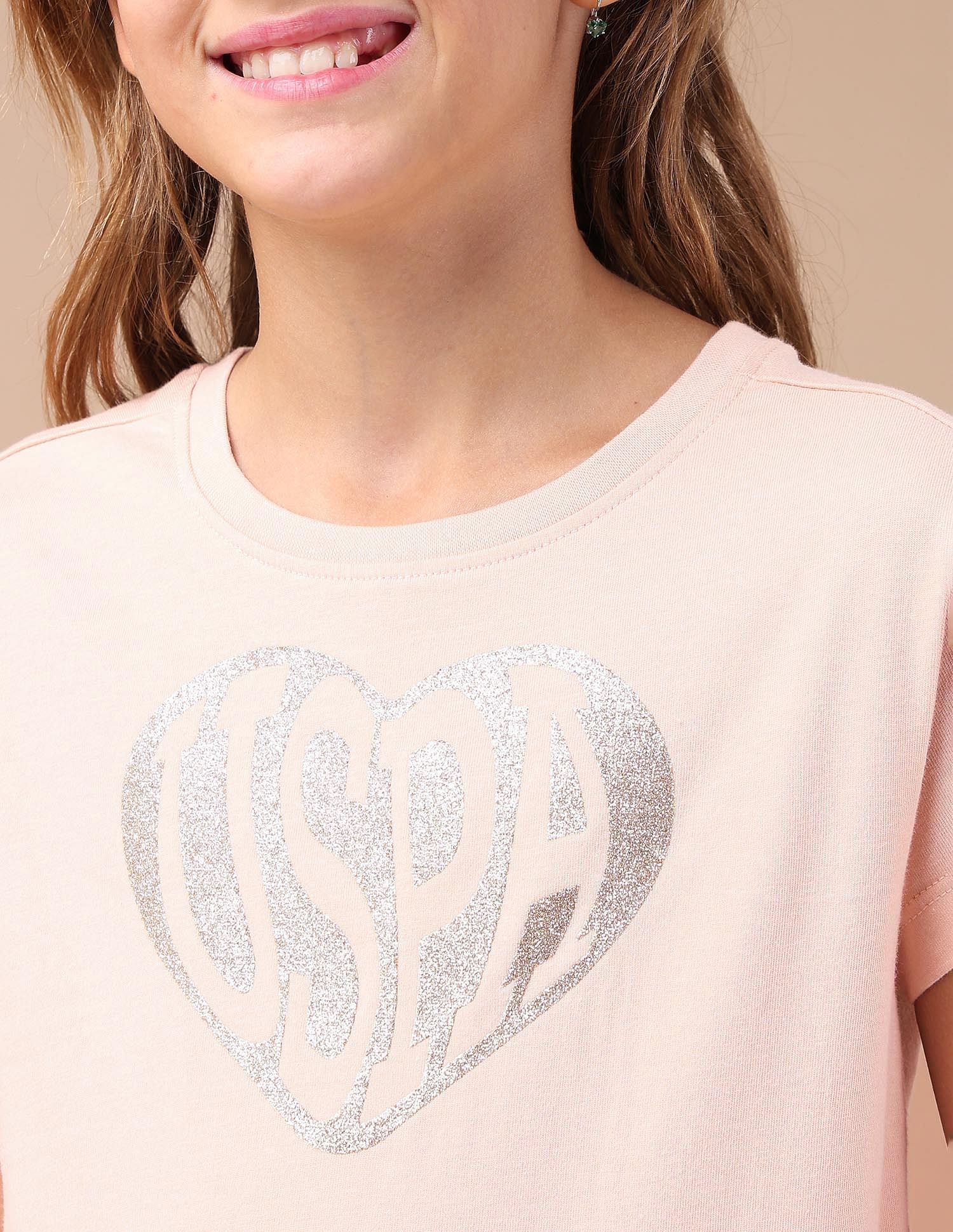 U.S. Polo Assn. Kids Girls Brand Printed Relaxed Fit T-Shirt