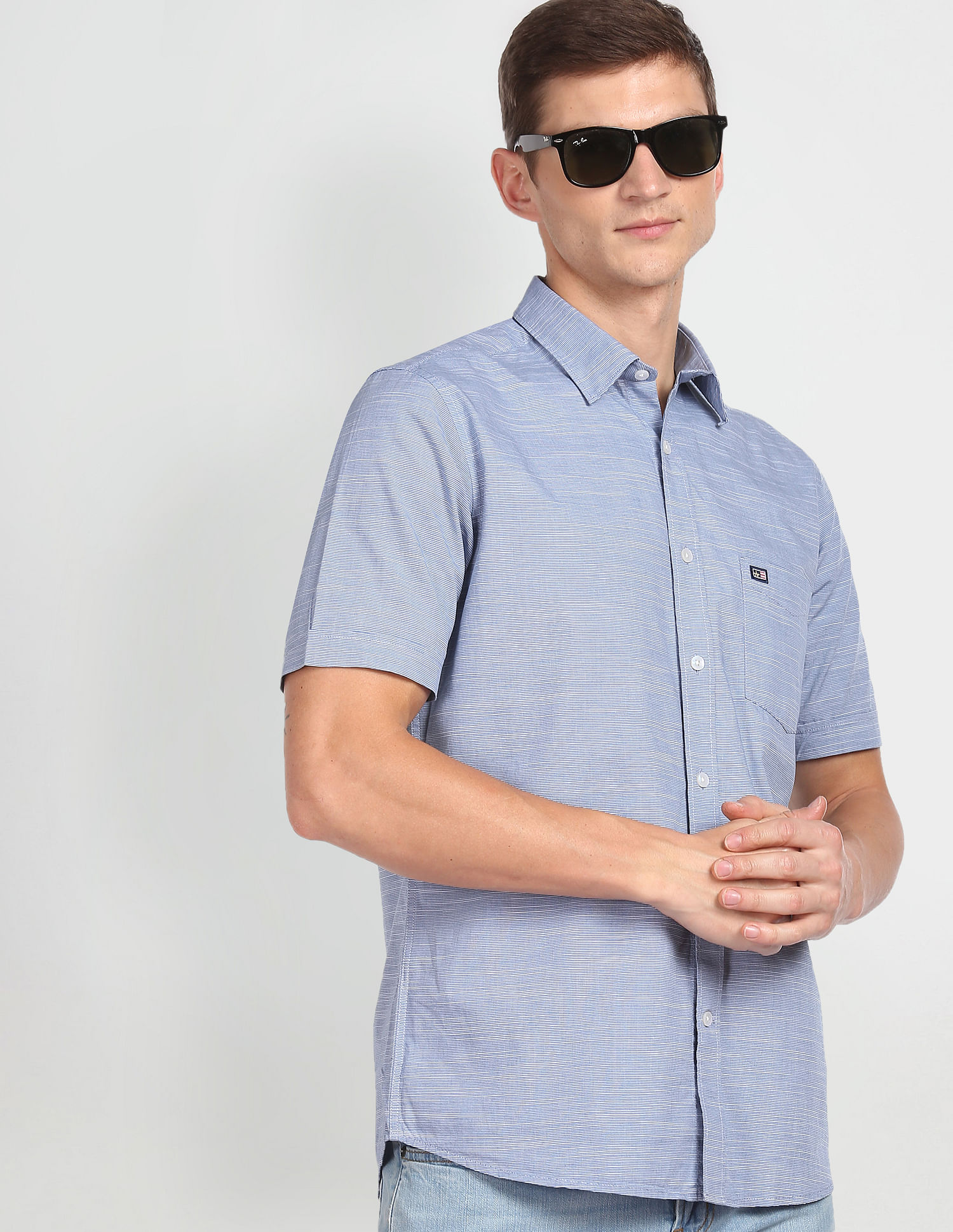 Arrow Sports Horizontal Stripe Slim Fit Shirt