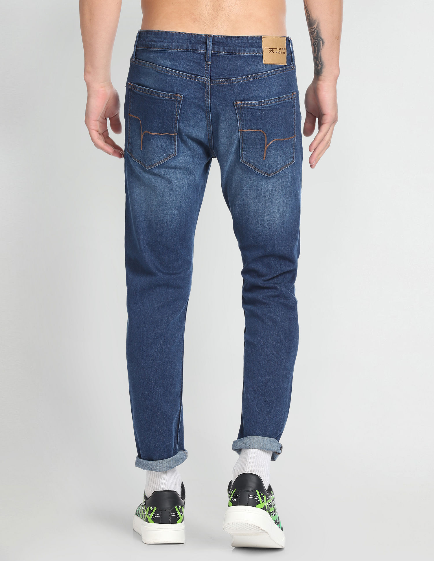 Flying Machine Slash Slim Tapered Dark Wash Jeans