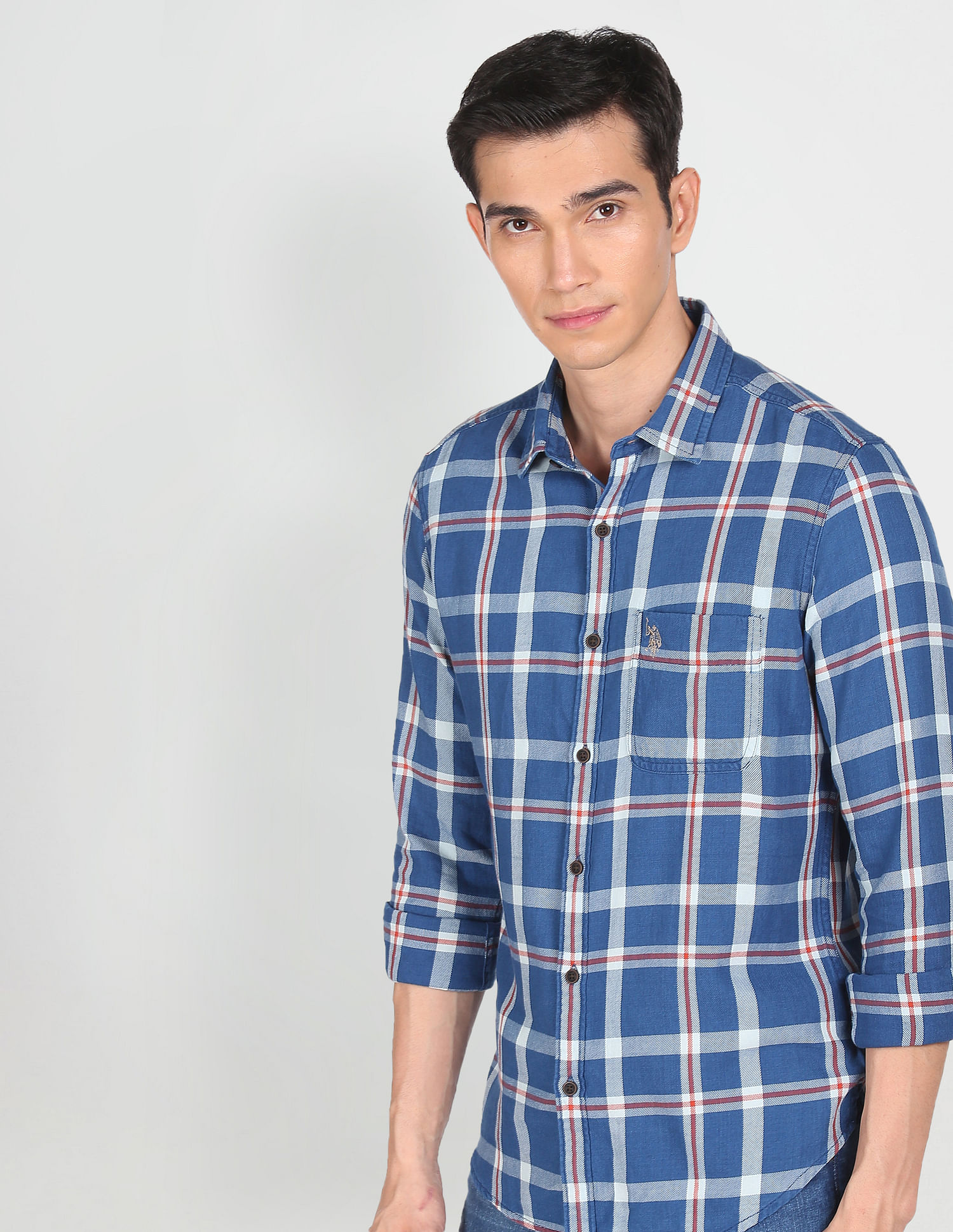 U.S. Polo Assn. Denim Co. Rounded Cuff Check Casual Shirt