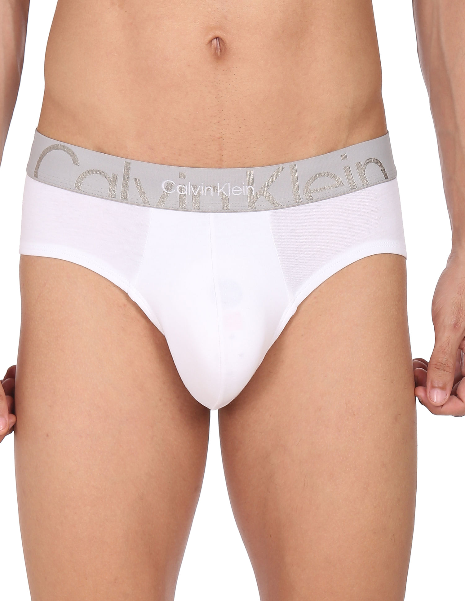 Buy Calvin Klein Underwear Men White Contrast Waistband Solid Hip Briefs -  NNNOW.com