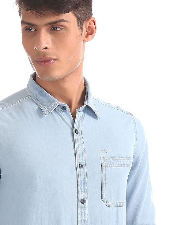 Buy Flying Machine Washed Denim Shirt - NNNOW.com