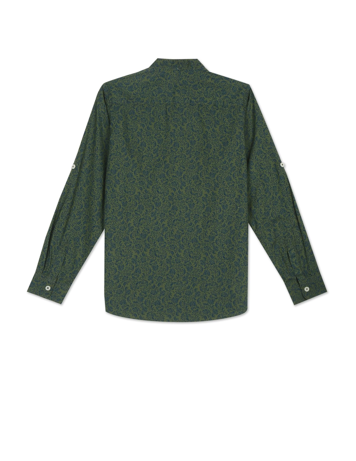 U.S. Polo Assn. Kids Boys Mandarin Collar Printed Shirt