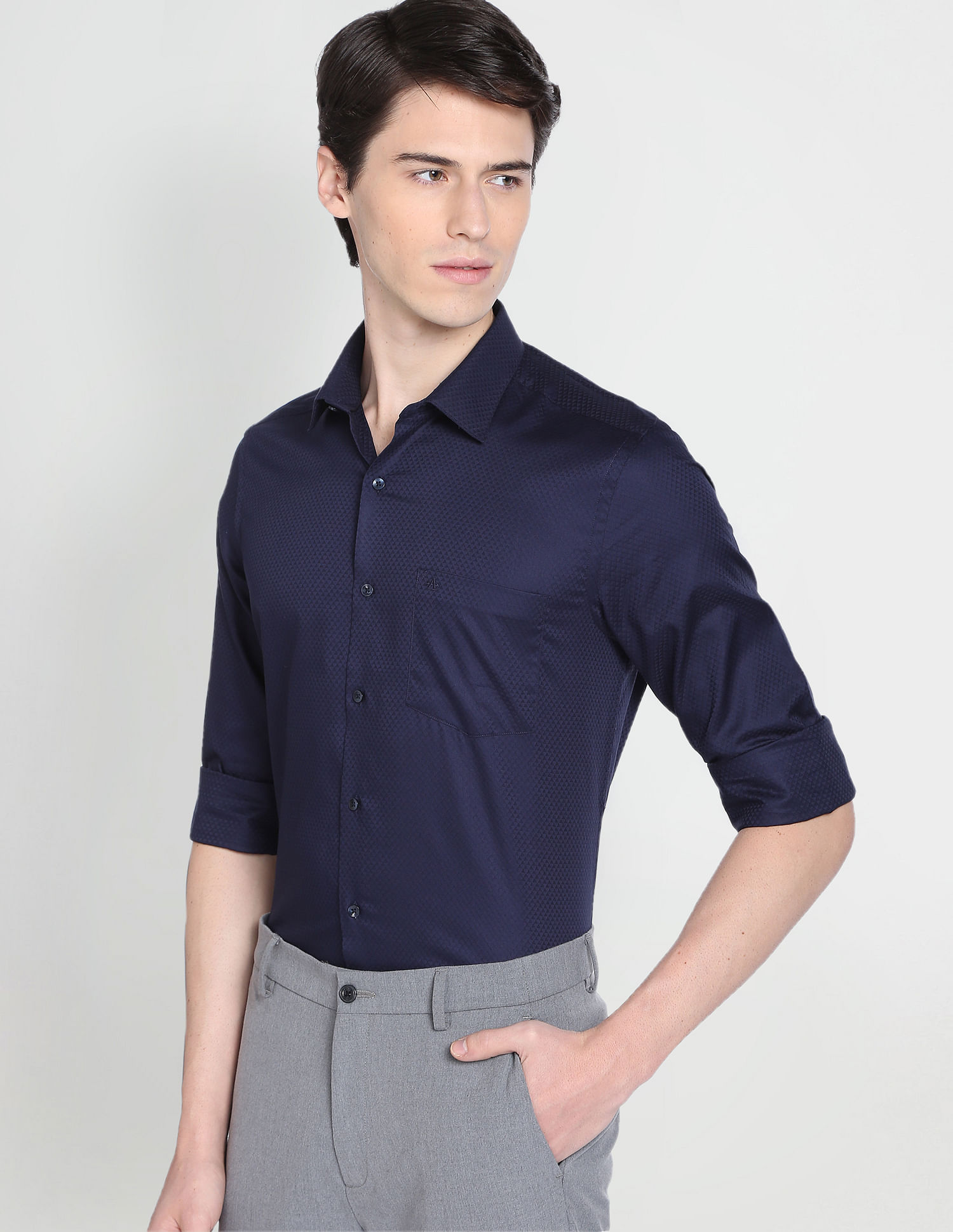 Arrow Geometric Patterned Slim Shirt