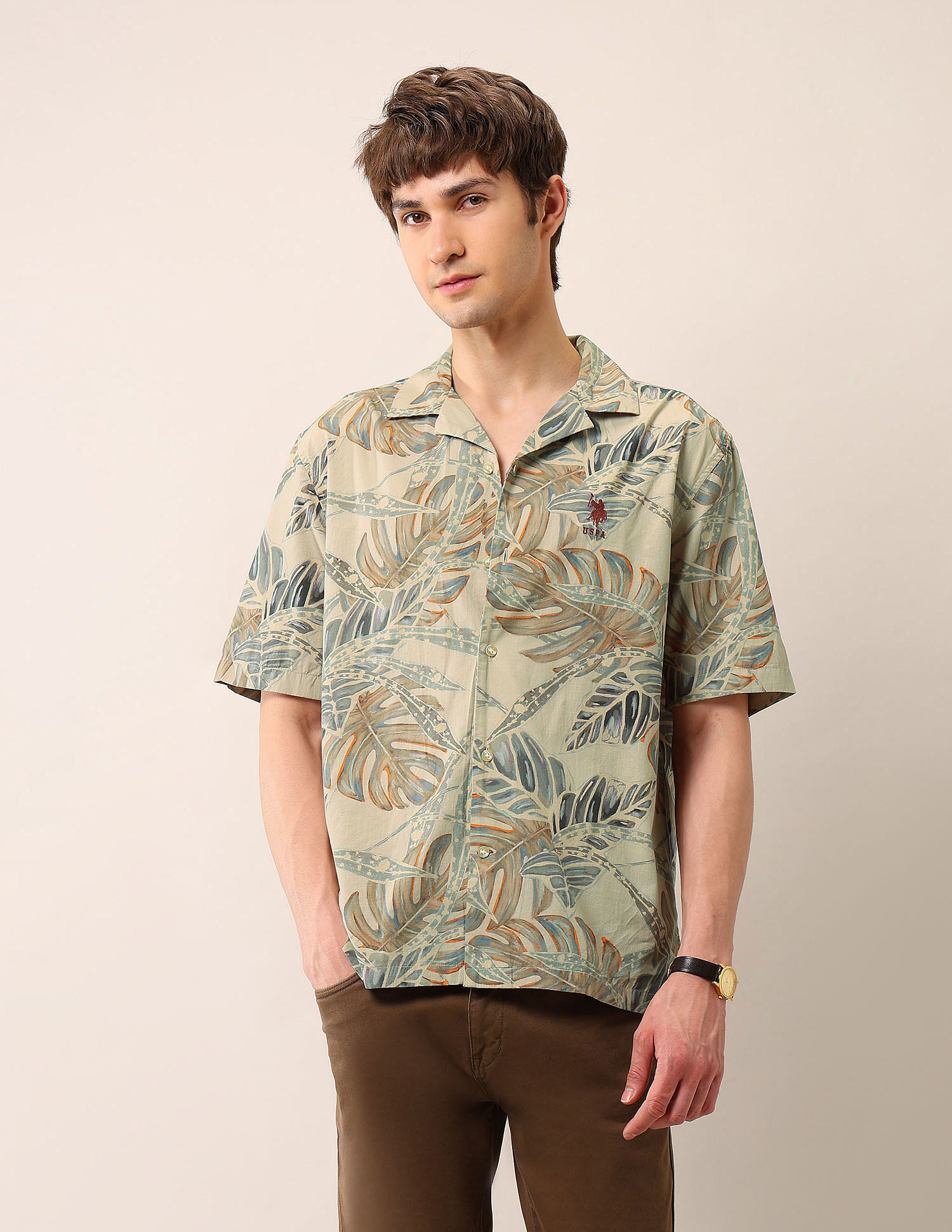 U.S. Polo Assn. Denim Co. Tropical Printed Cuban Shirt