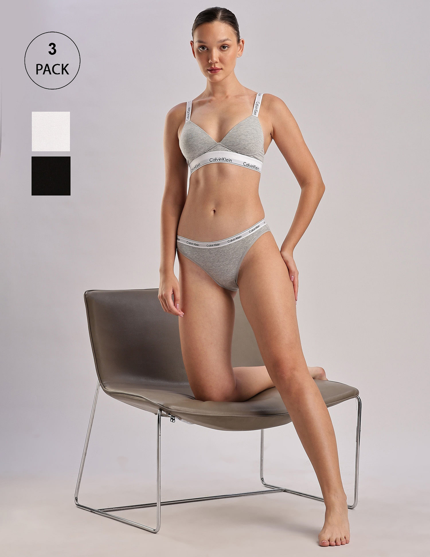 Calvin Klein Underwear Multi Solid Mid Rise Panties - Pack of 3
