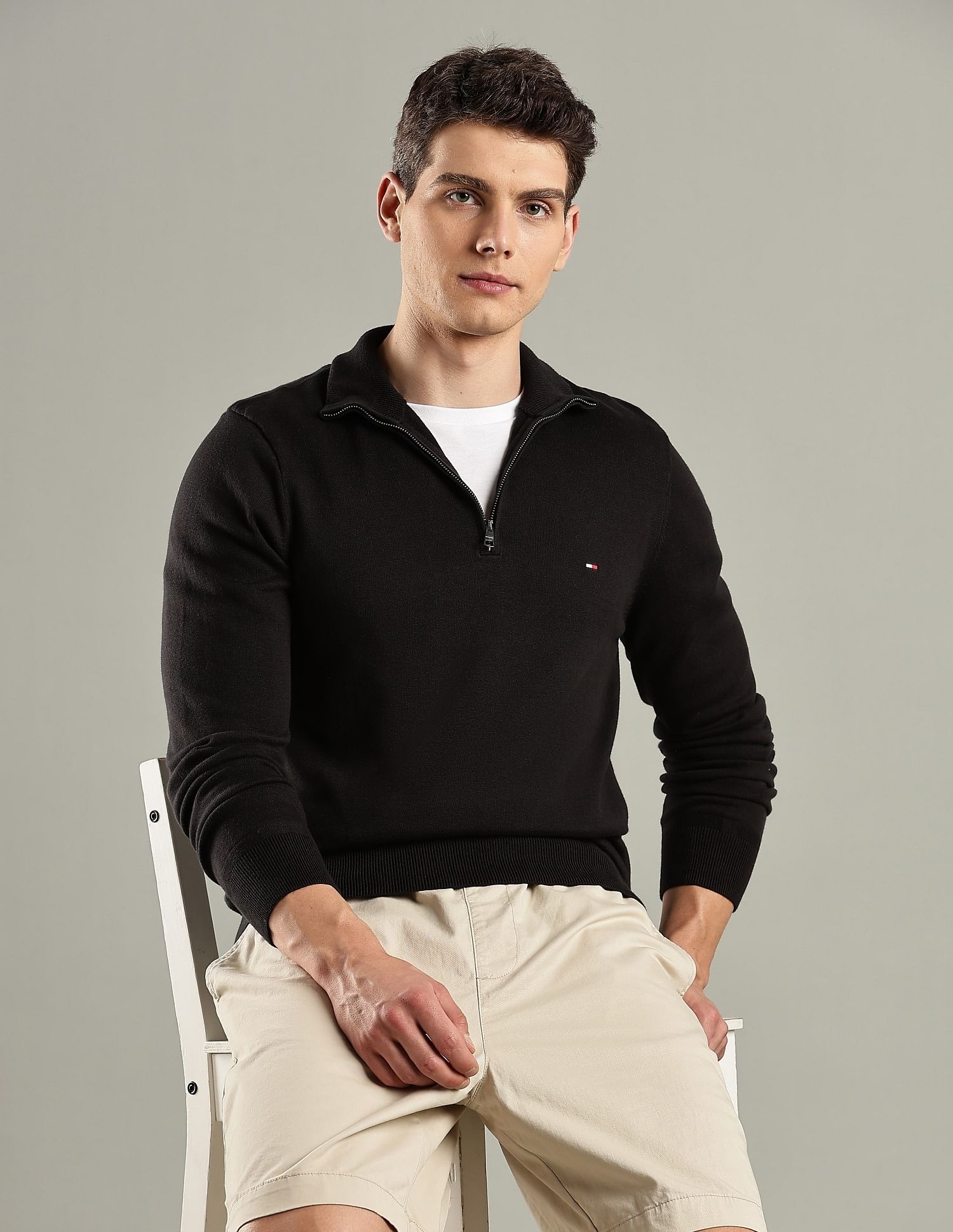 Tommy Hilfiger Solid Regular-Fit Cotton Sweater