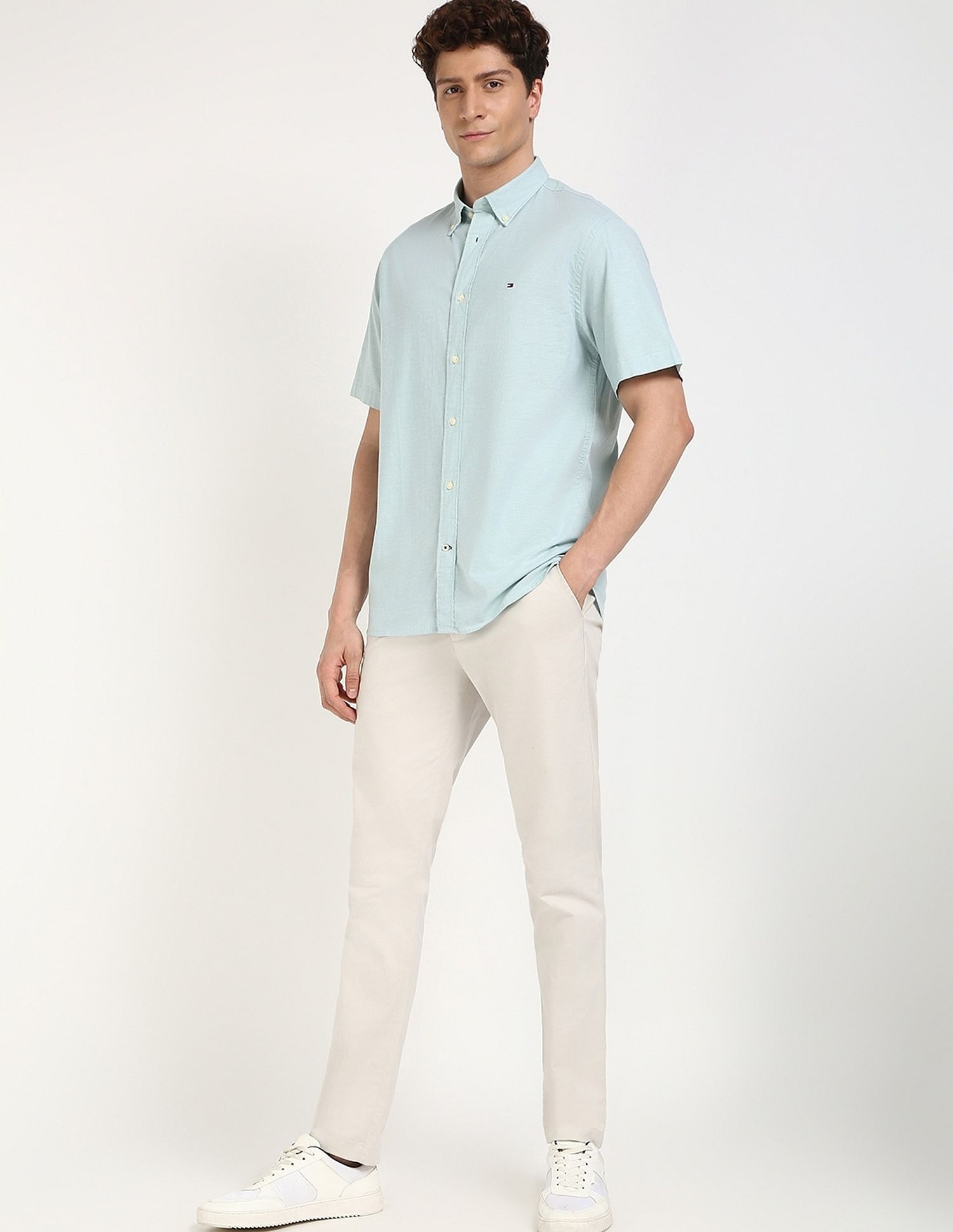 Tommy Hilfiger Solid Regular-Fit Cotton Shirt