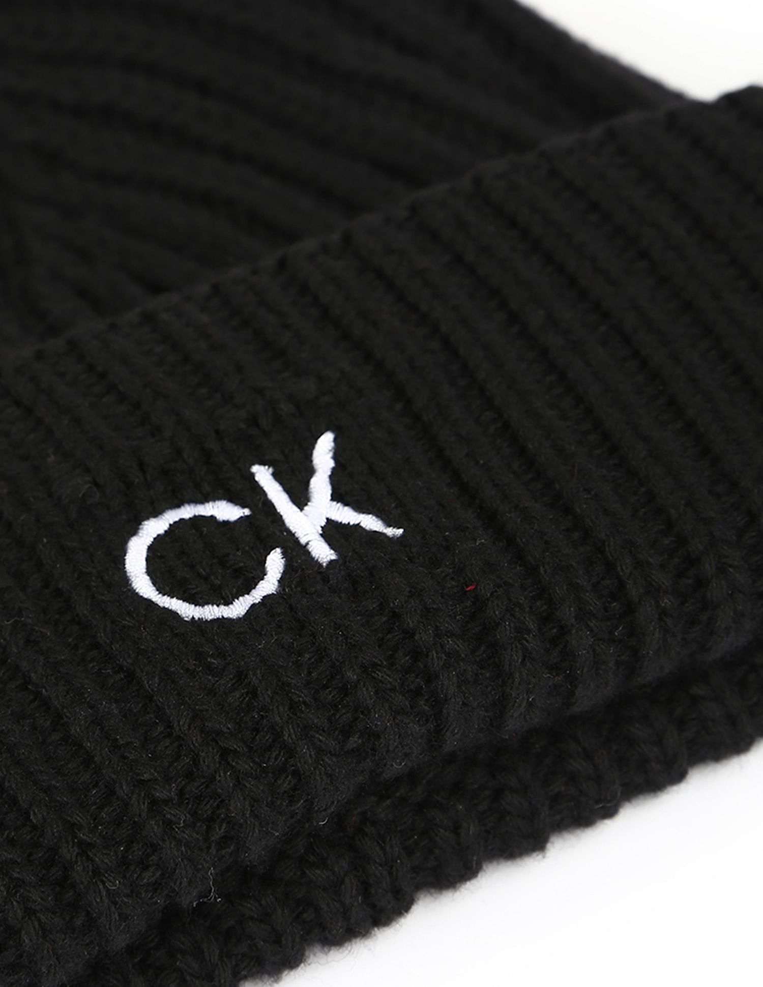 Calvin Klein Men Black Elevated Wool Beanie Cap