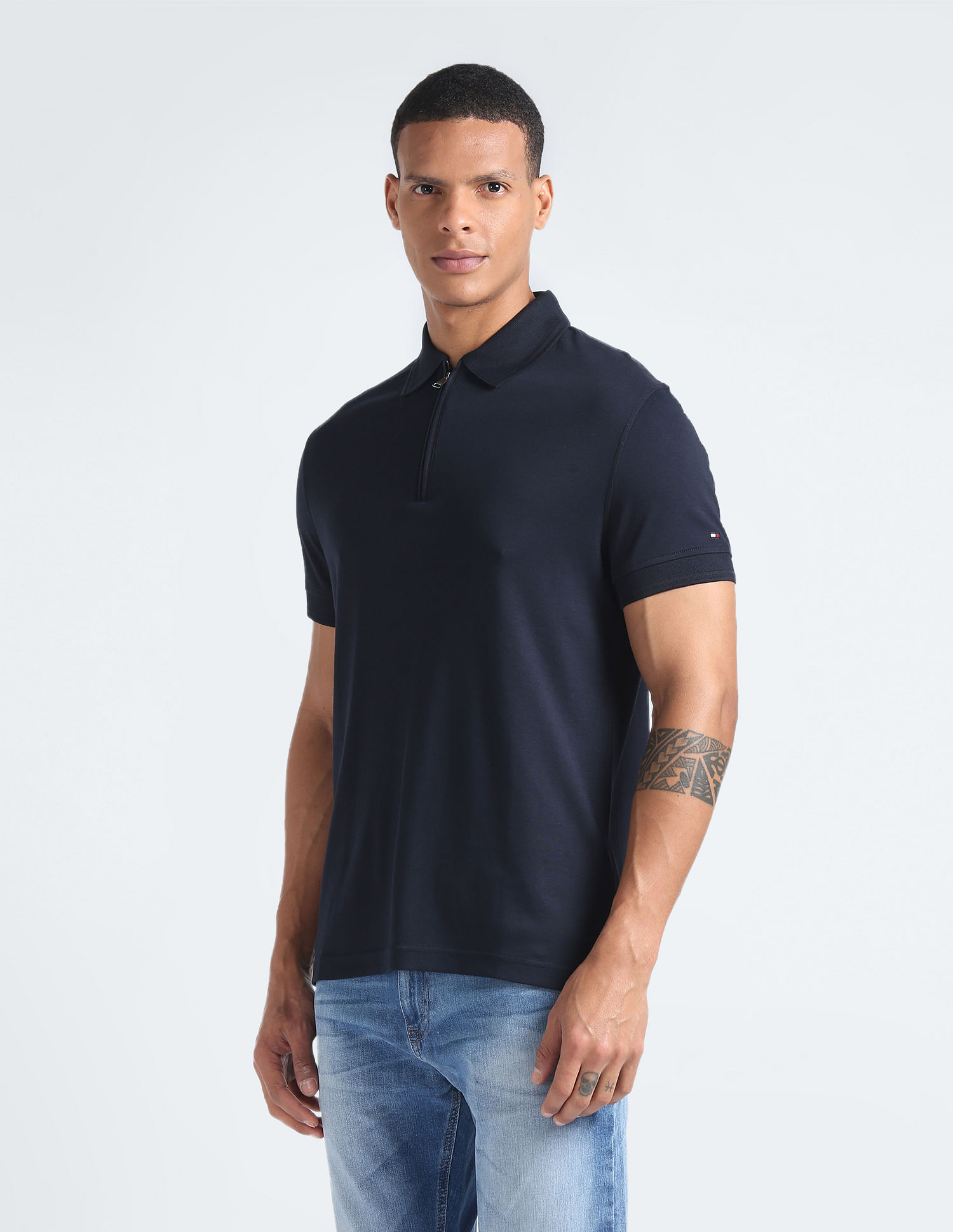 Tommy Hilfiger Tipped Slim Fit Polo T Shirt Navy