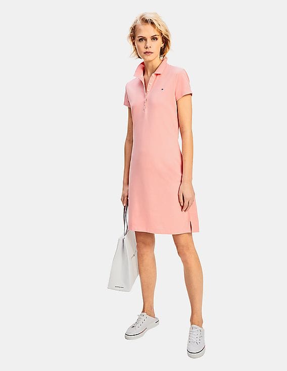 Buy Tommy Hilfiger Women Light Pink Slim Fit Solid Polo Dress - NNNOW.com