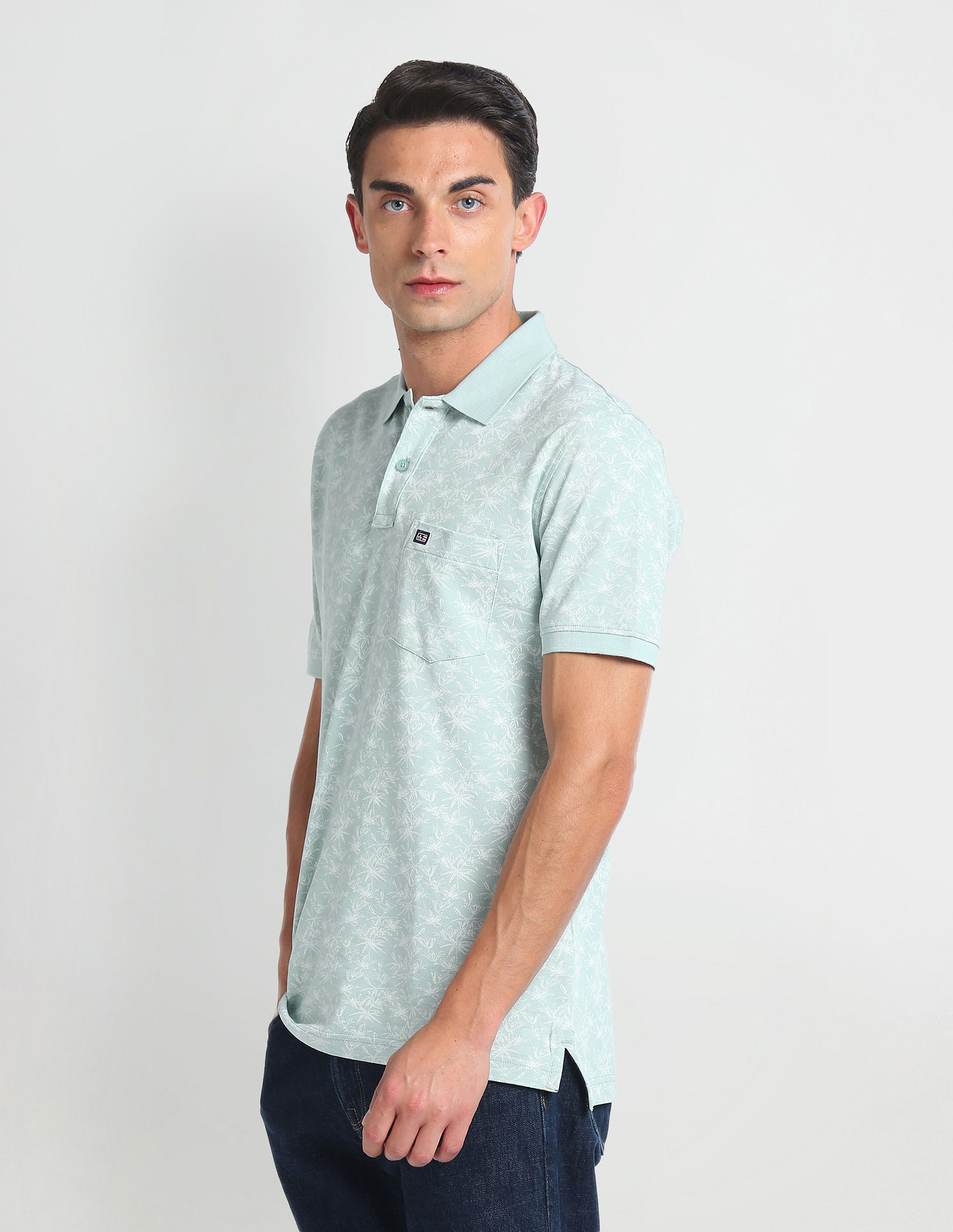 Arrow Sports Tropical Print Cotton Polo Shirt
