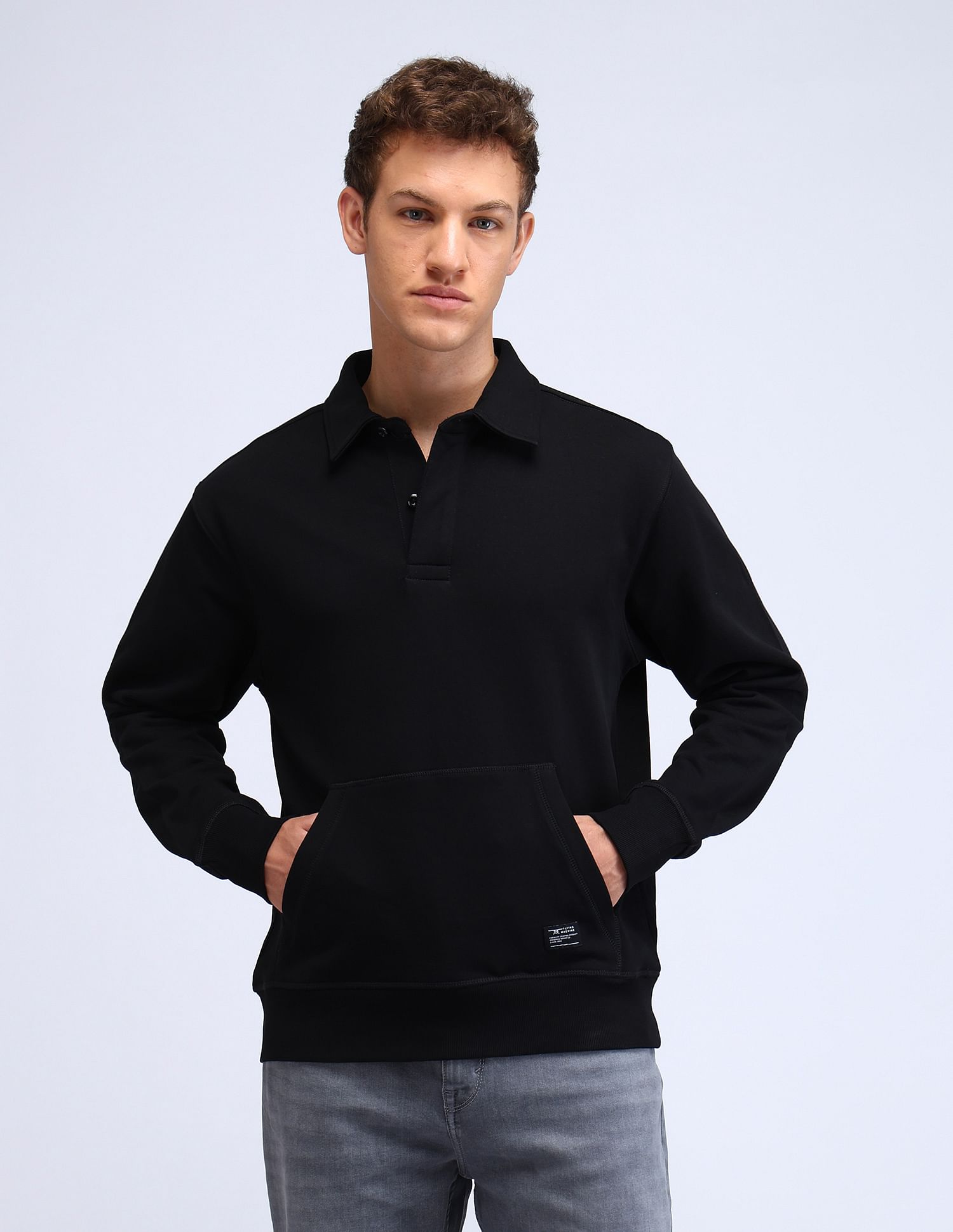 Flying Machine Brand Embossed Relaxed Fit Sweatshirt