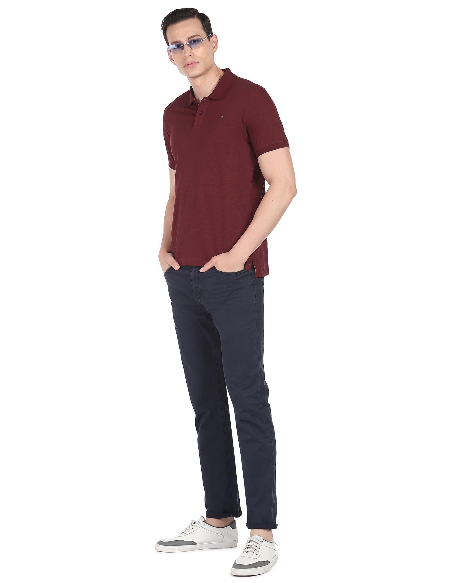 AD by Arvind Modern Jersey Slub Polo Shirt