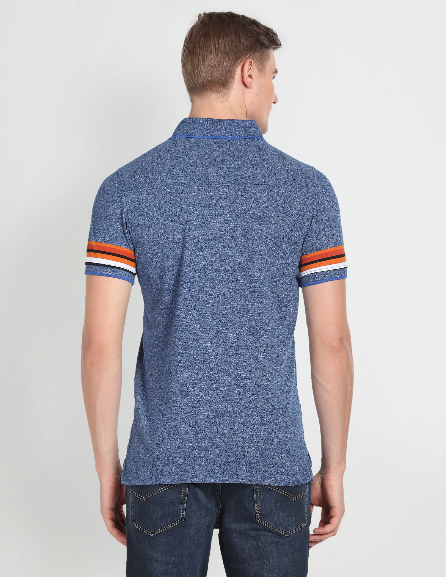 Arrow Sports Horizontal Stripe Heathered Polo Shirt